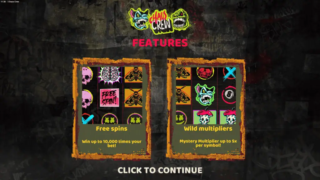 Hacksaw gaming chaos crew intro screen