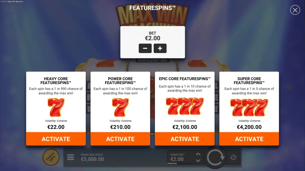 Hacksaw gaming max win machine bonus buy