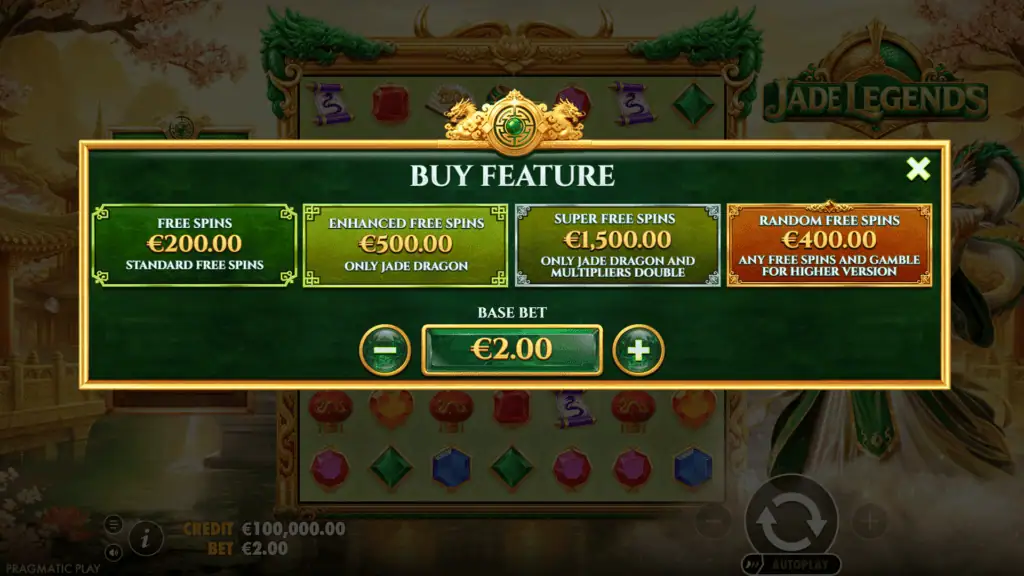 Pragmatic play jade legends bonus buy