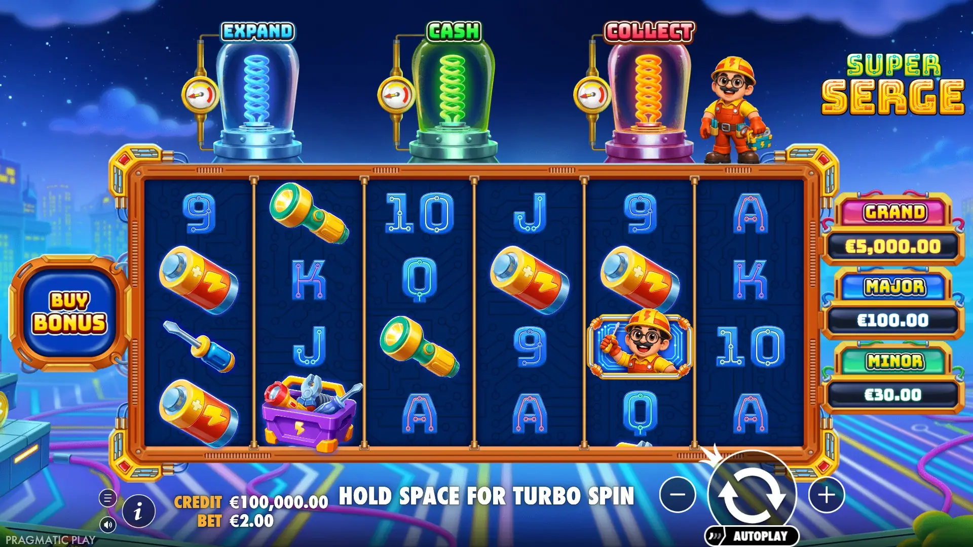 Super Serge slot gameplay reels