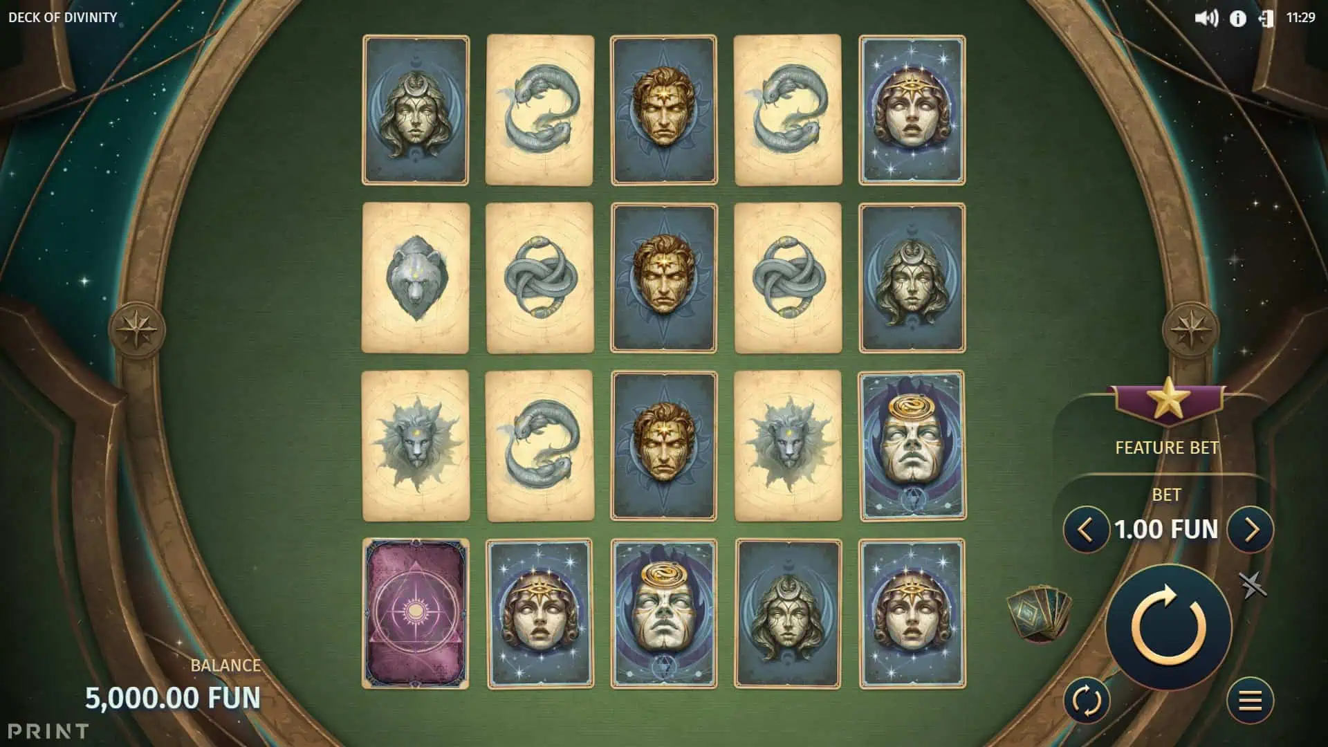Deck of Divinity slot gameplay reels
