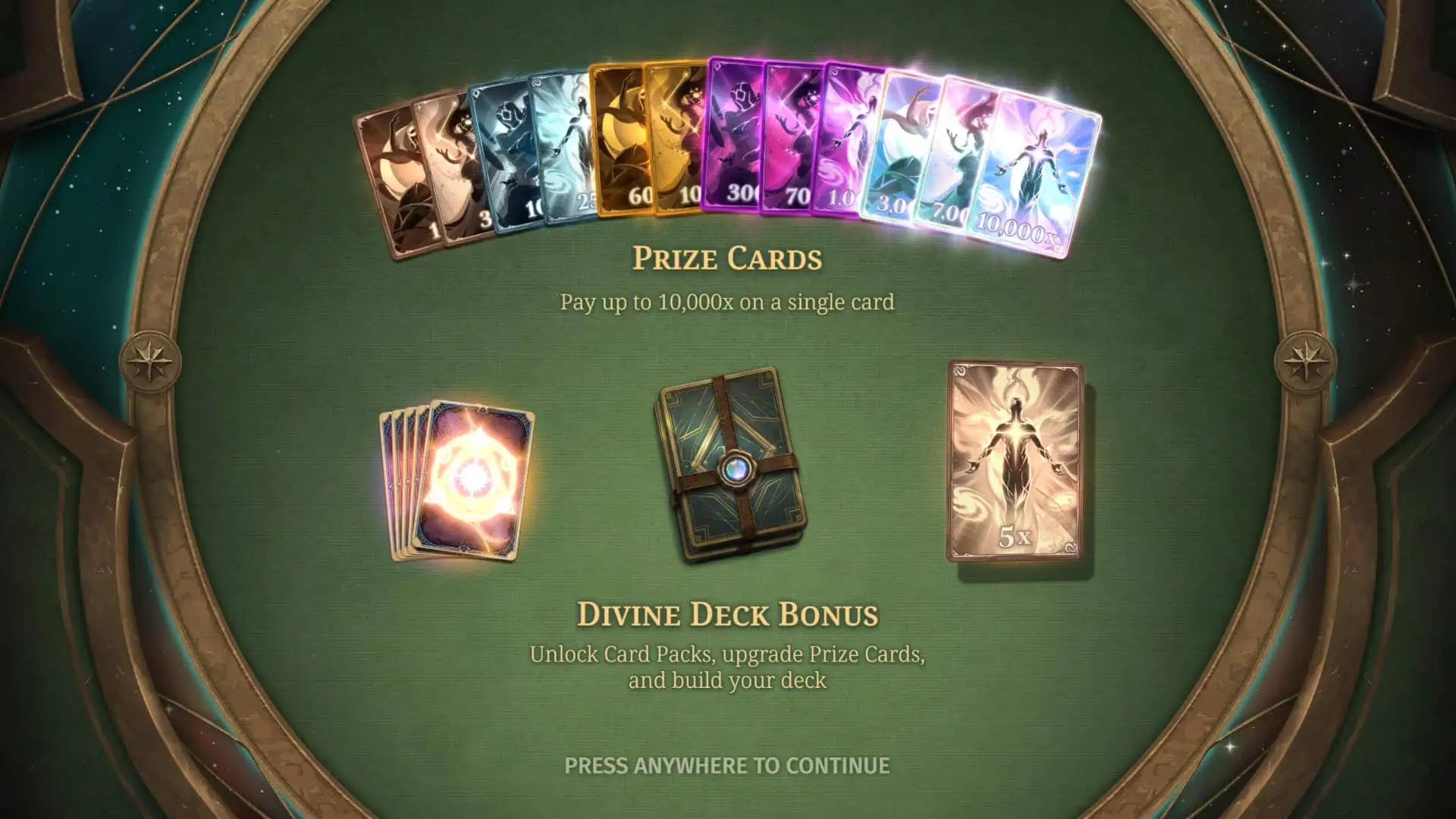 Deck of Divinity slot intro screen