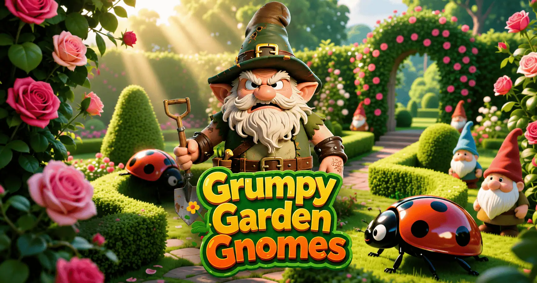 Grumpy Garden Gnomes Slot by Golos Games Demo slot cover image