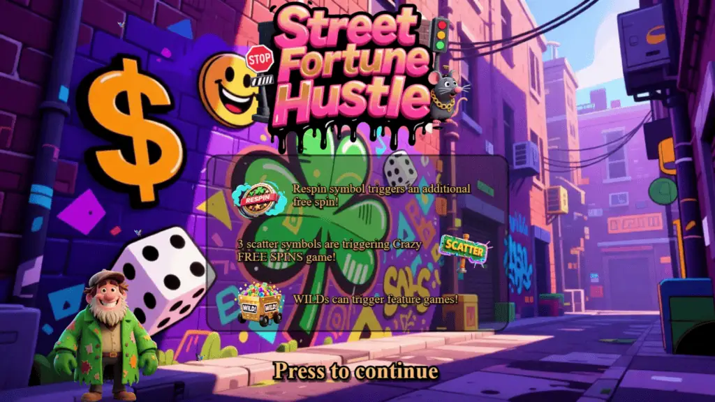 Golosgames street fortune hustle intro screen
