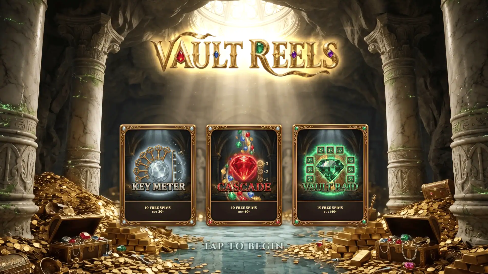 Vault Reels slot intro screen