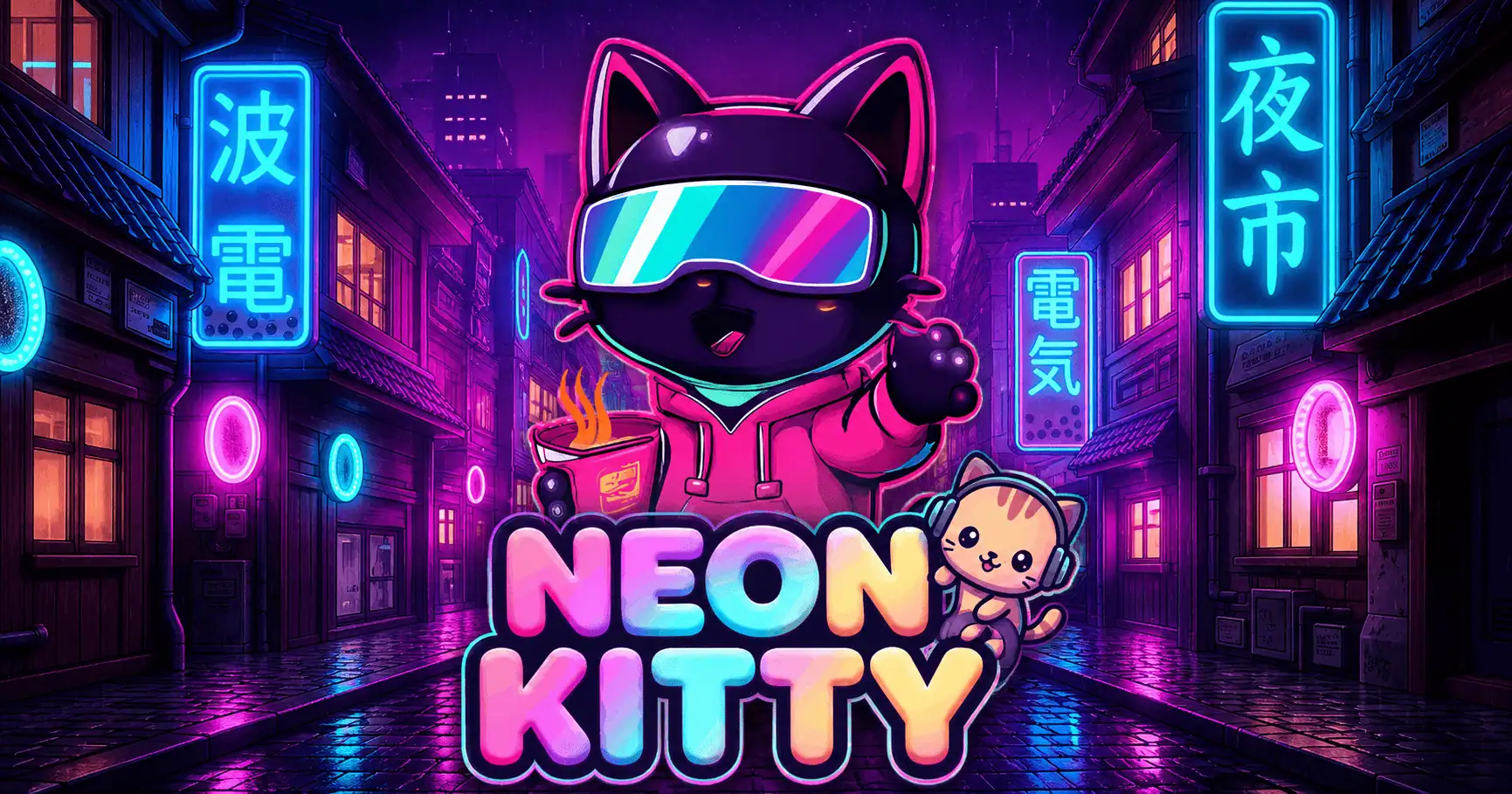 Neon Kitty Slot by Meowgames Demo slot cover image