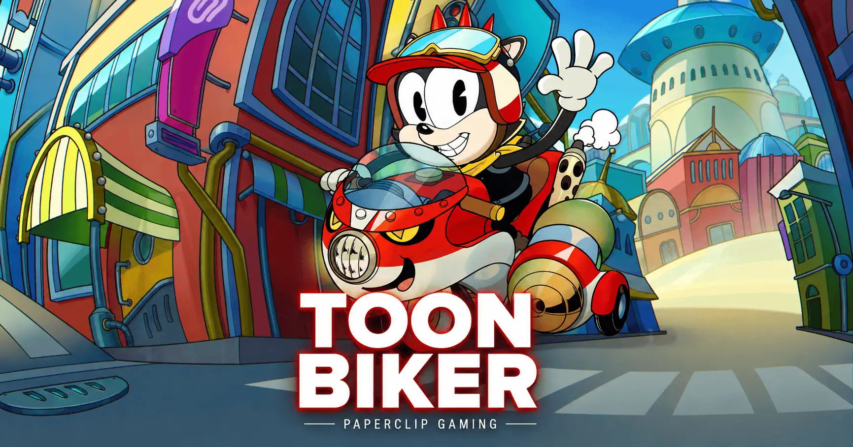 Toon Biker Slot by Paperclip Gaming Free Play slot cover image