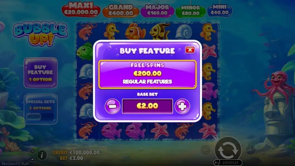 Pragmatic play bubble up bonus buy
