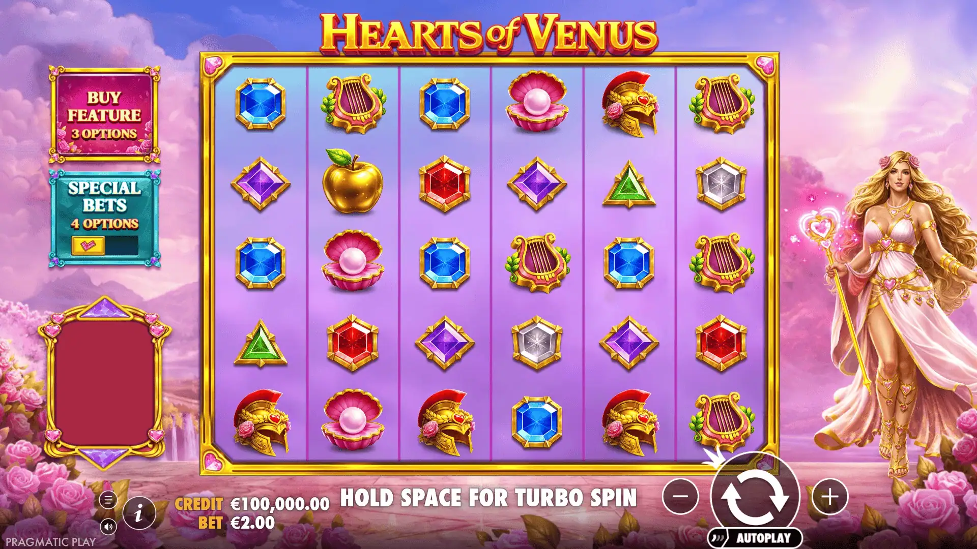 Hearts of Venus slot gameplay reels
