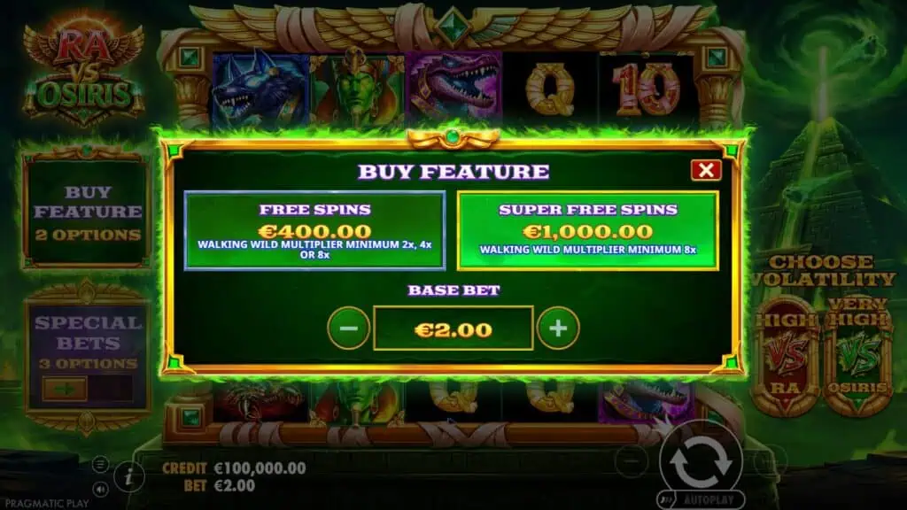 Pragmatic play ra vs osiris bonus buy