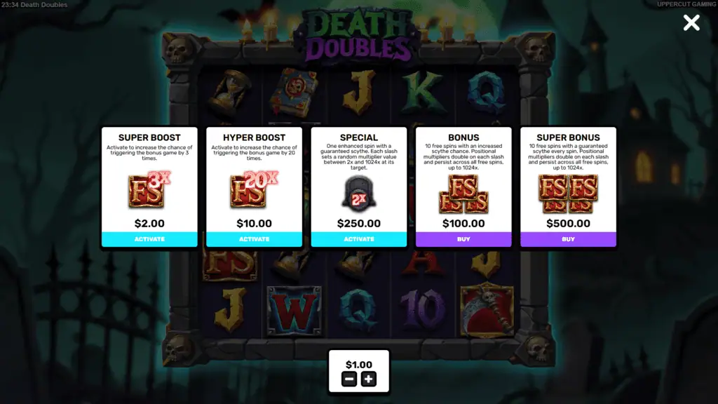 Uppercut death doubles bonus buy
