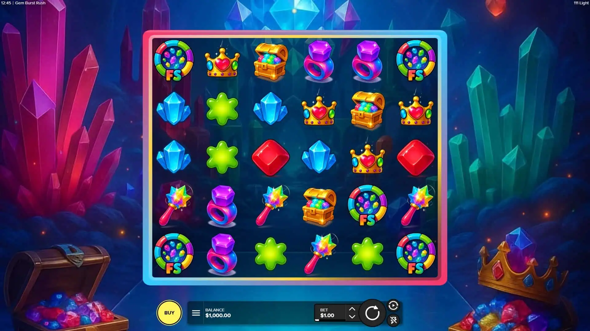 GemBurst Rush slot gameplay reels