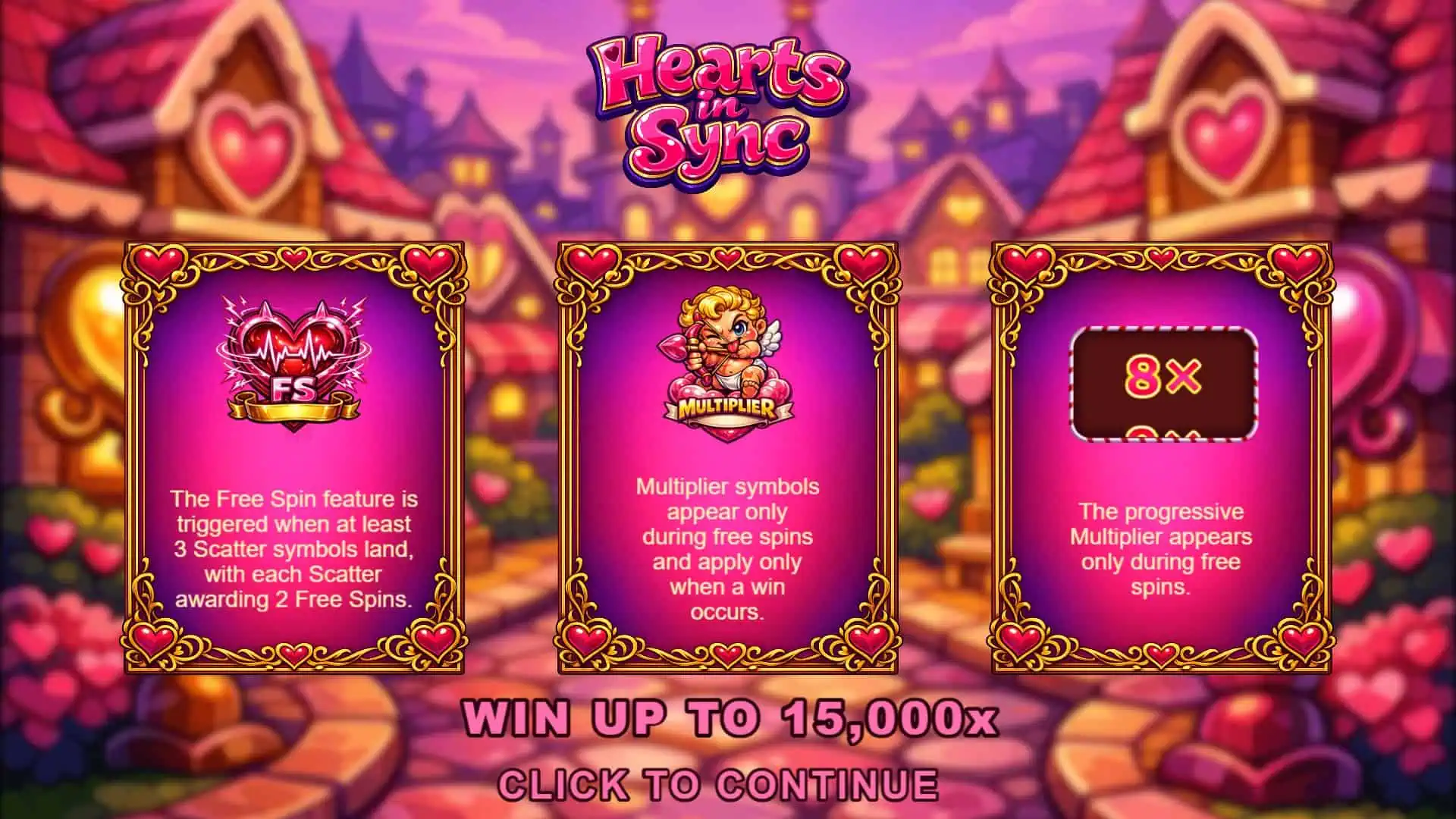 Hearts In Sync slot intro screen