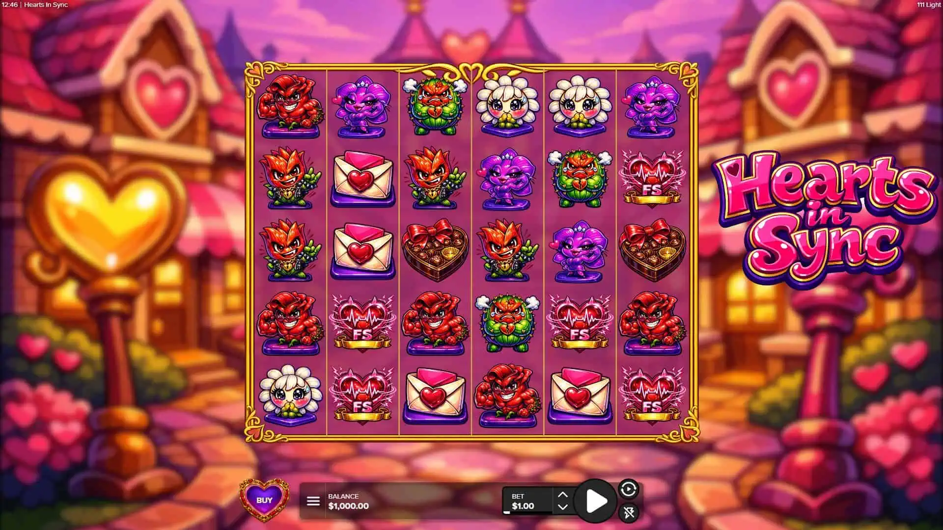 Hearts In Sync slot gameplay reels