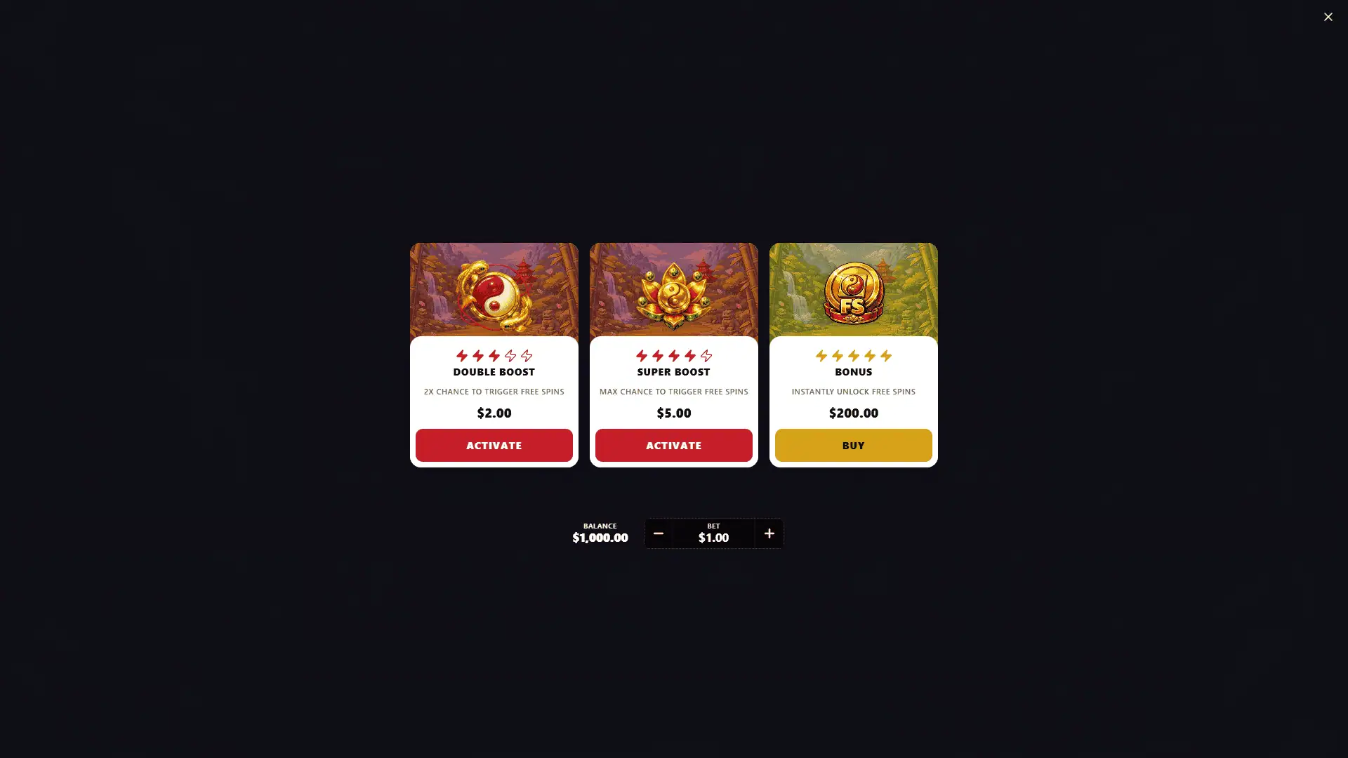 Little Panda Big Fortune bonus buy menu