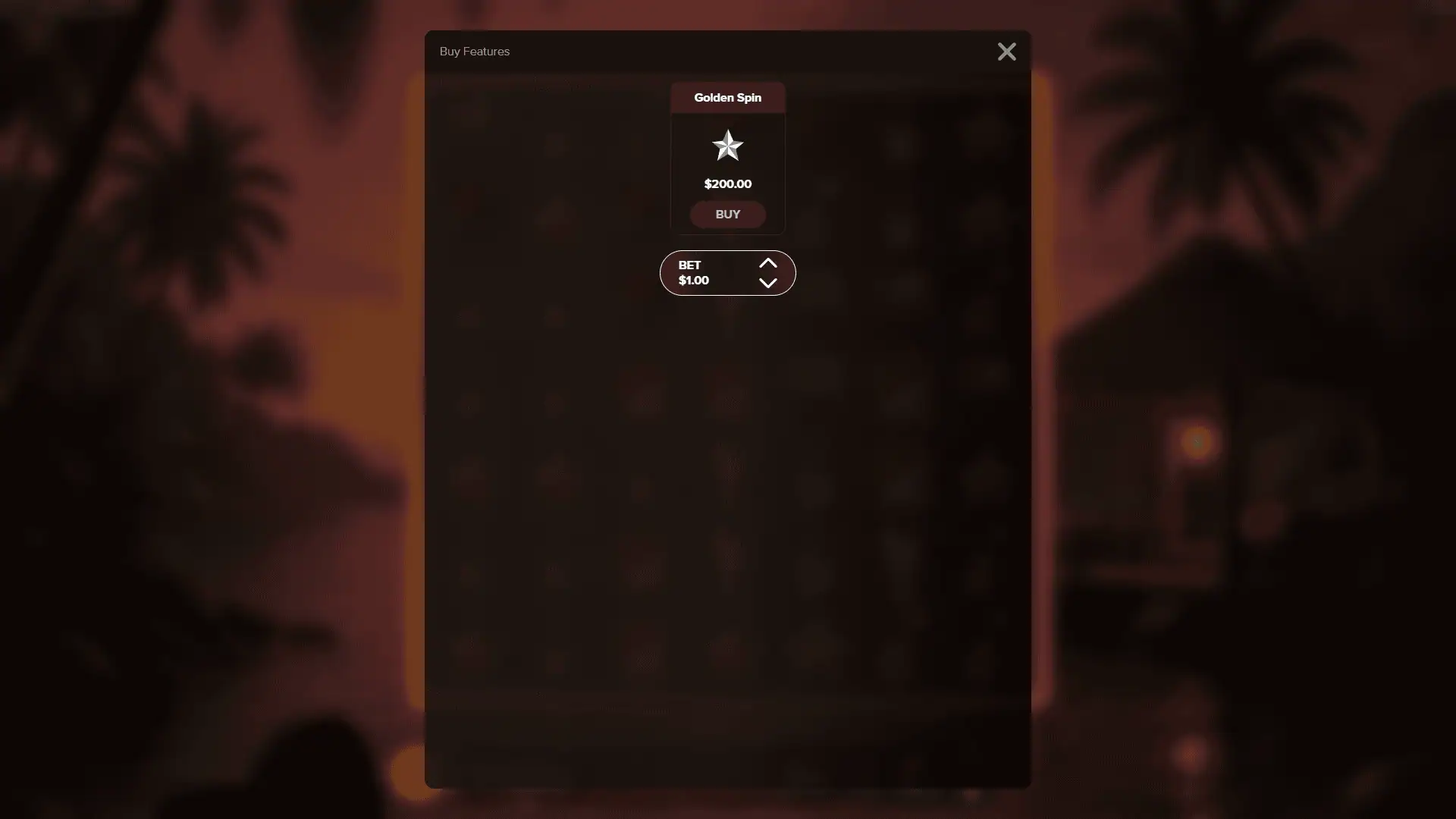Sunset Serenade bonus buy menu