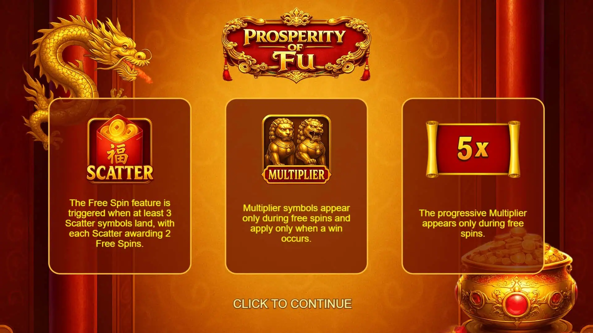Prosperity of Fu slot intro screen