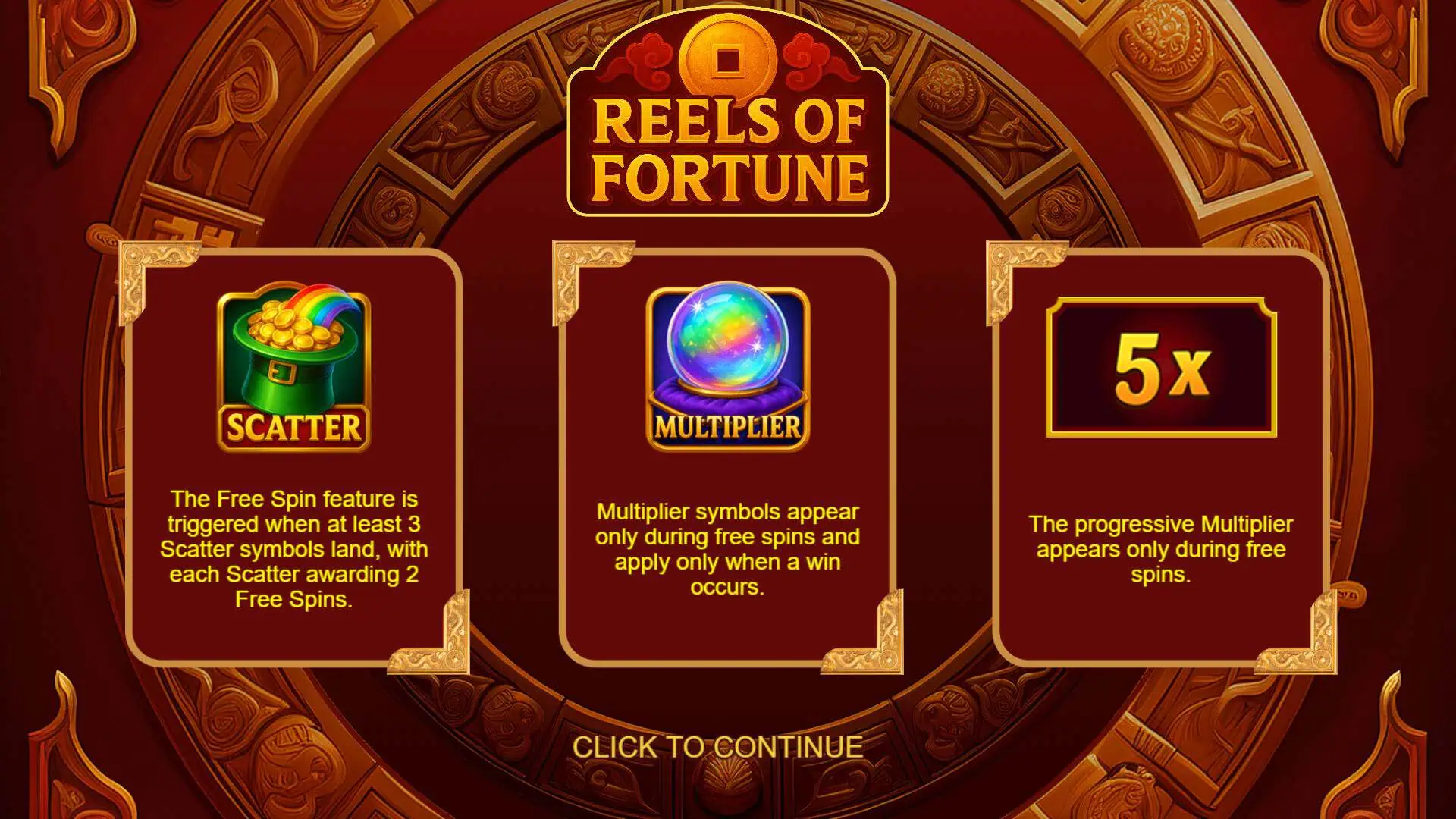 Reels of Fortune slot intro screen