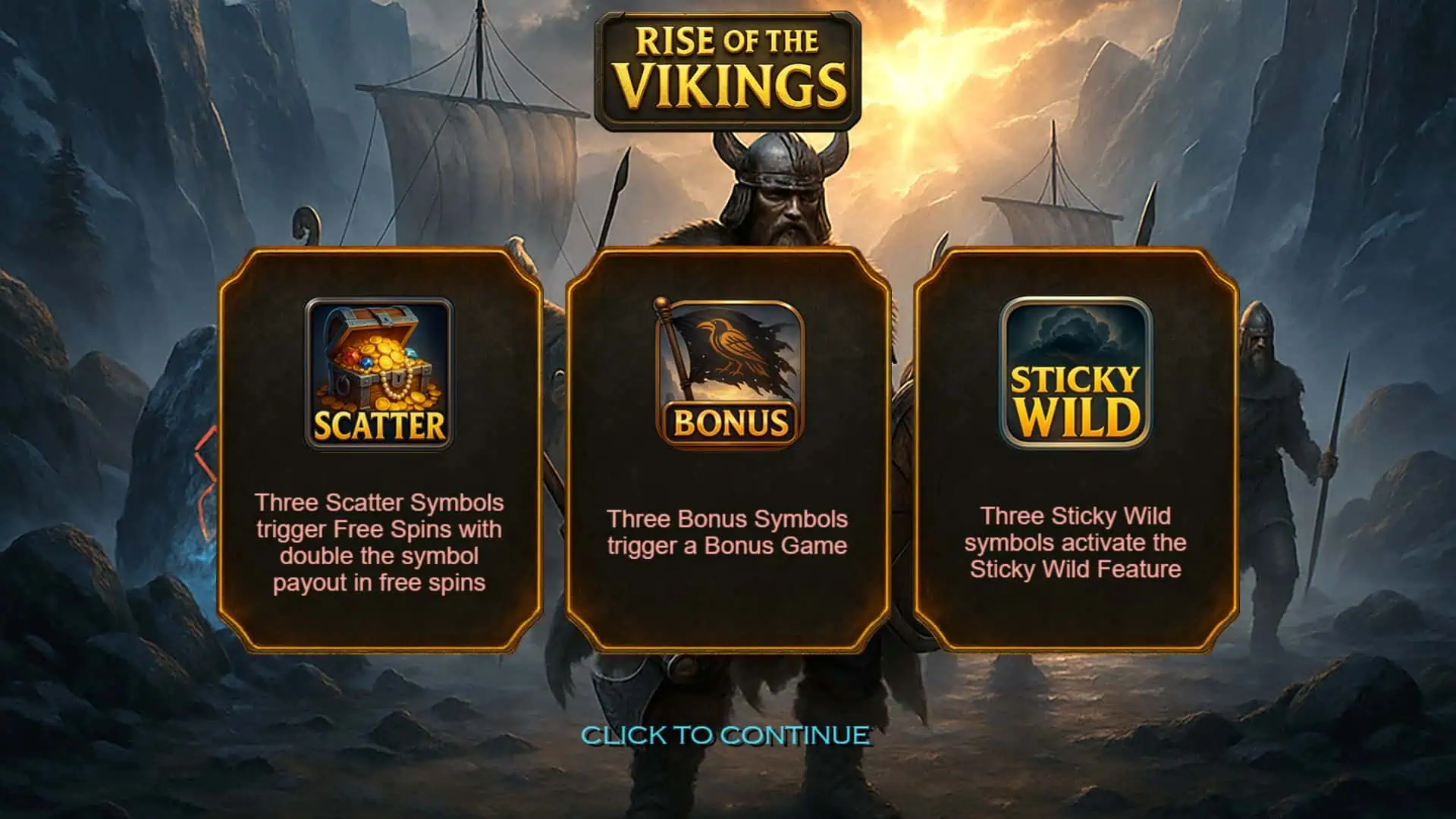 Rise of the Vikings slot intro screen