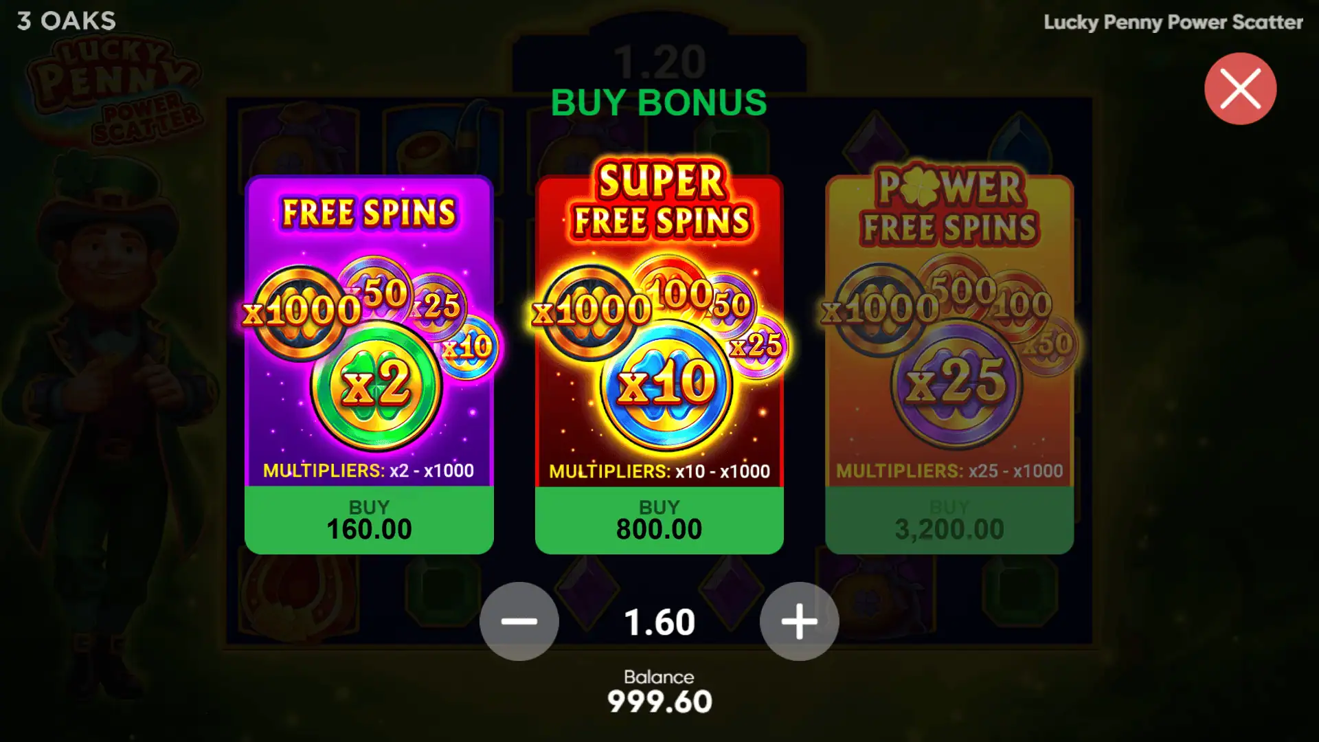 Lucky Penny Power Scatter bonus buy menu