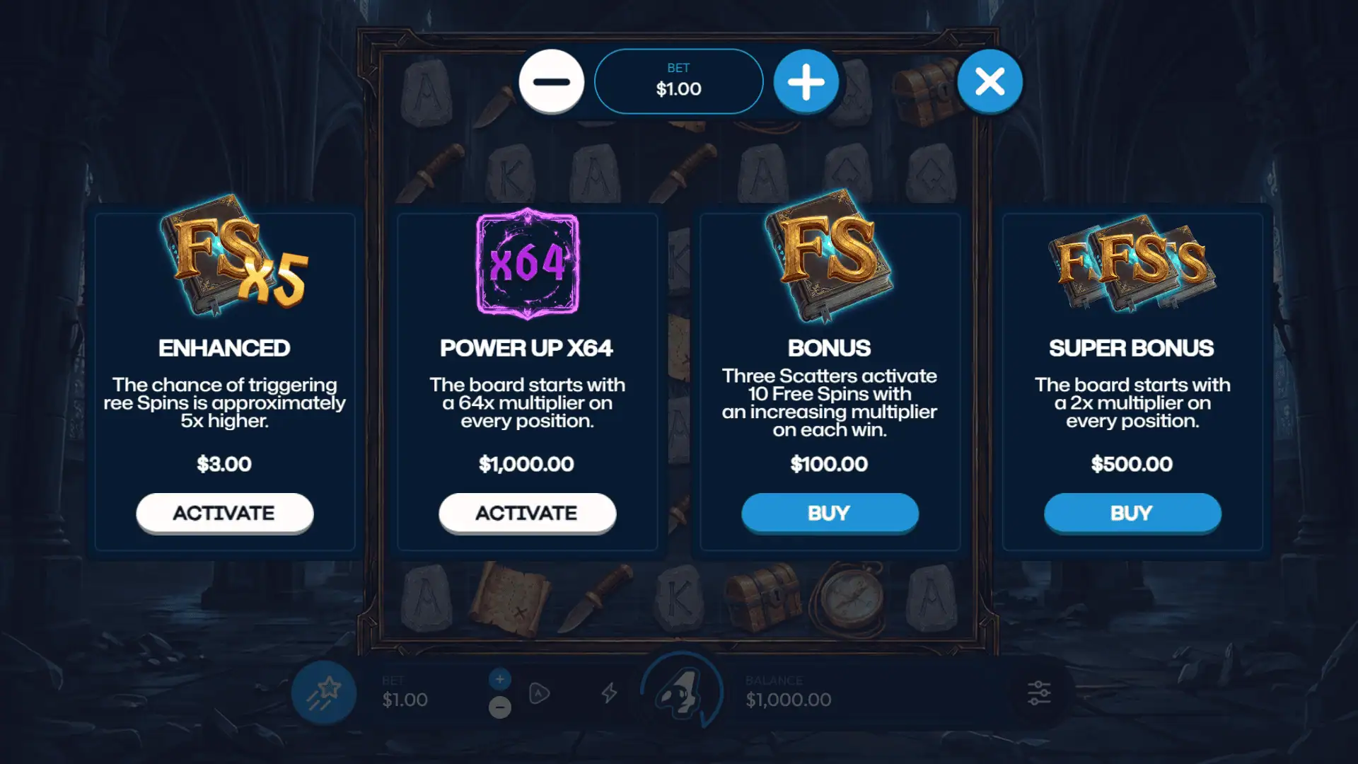 Grimoire of the Deep bonus buy menu