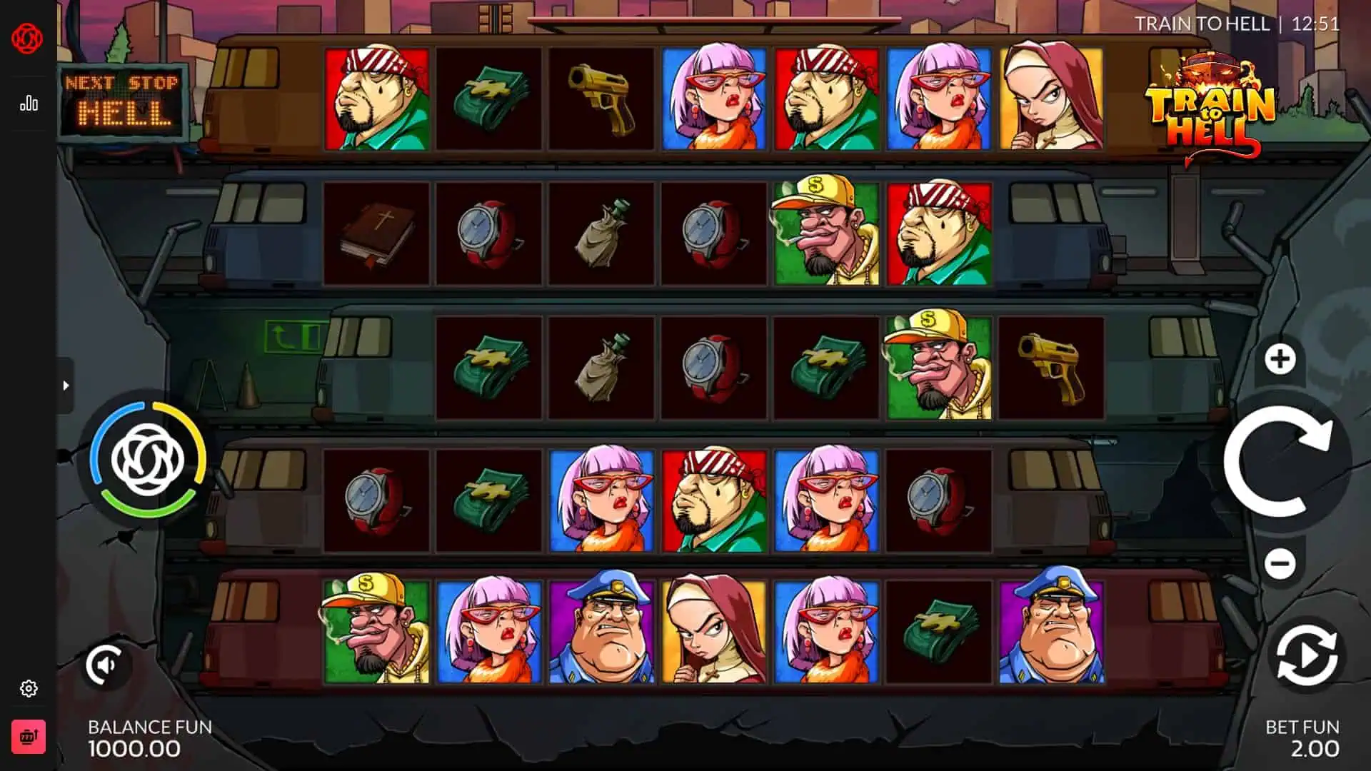 Train to Hell slot gameplay reels
