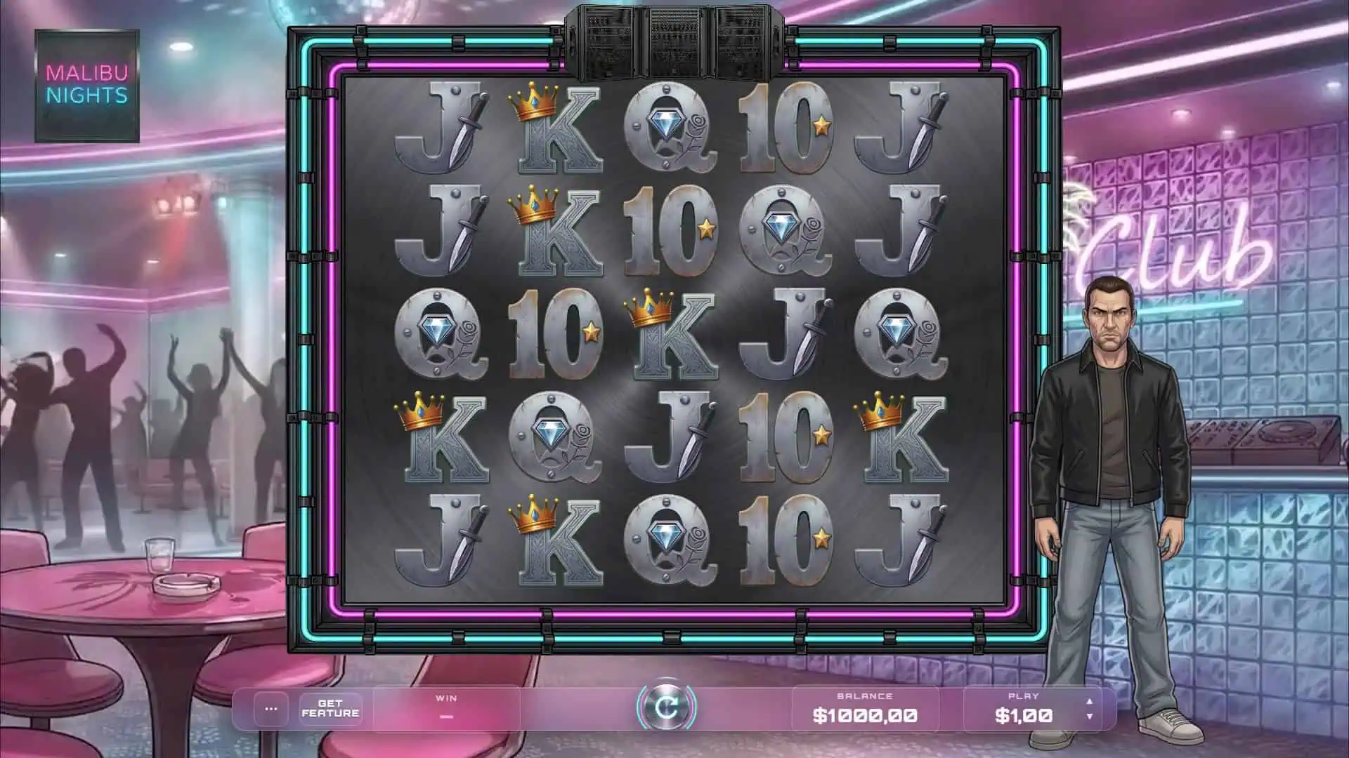 Malibu Nights slot gameplay reels
