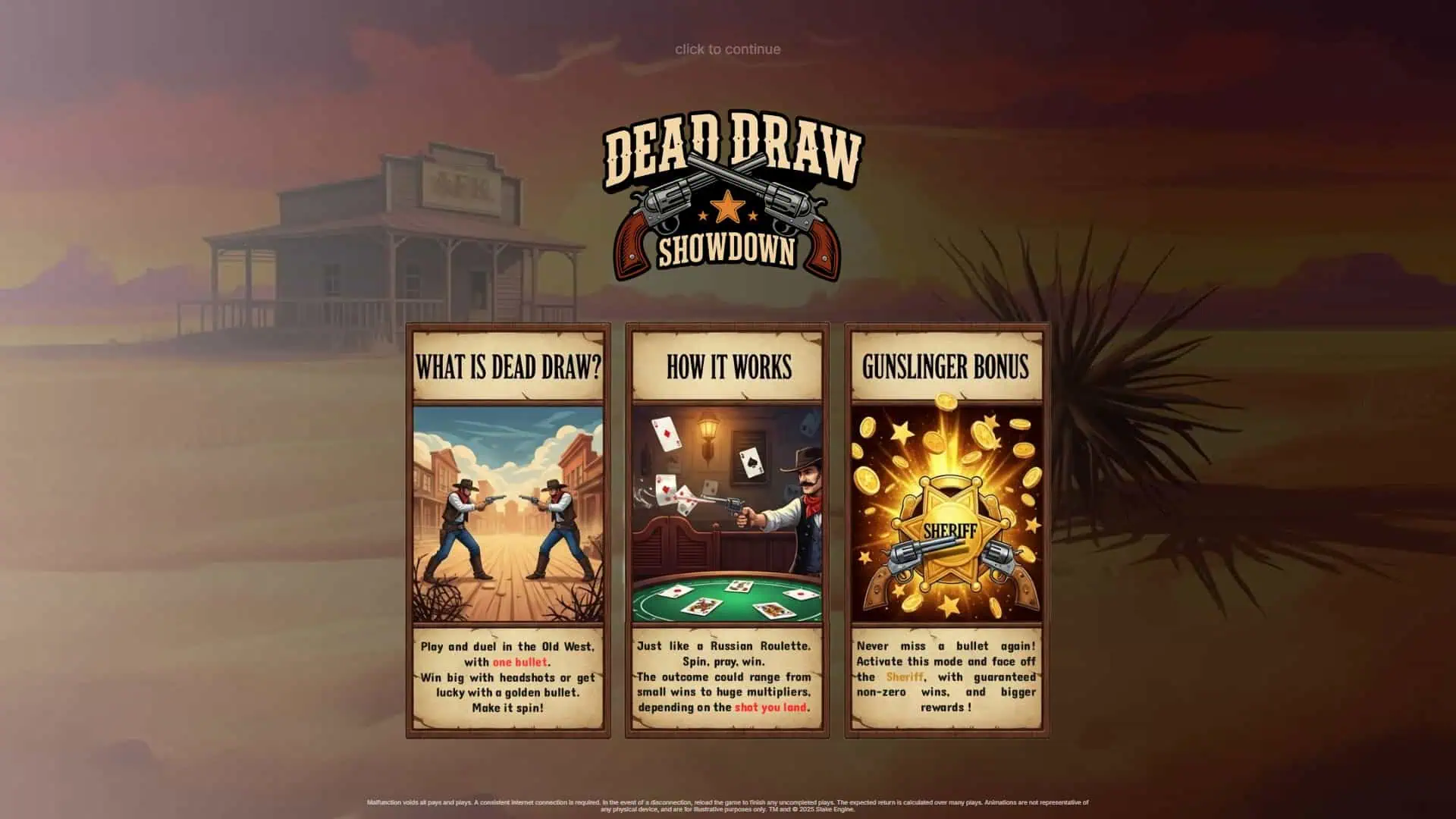Dead Draw: Showdown slot intro screen