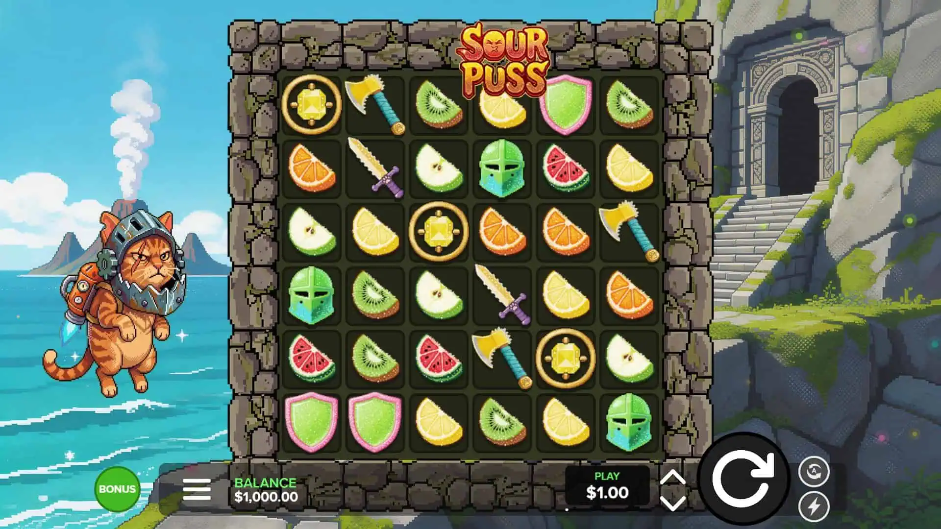 Sour Puss slot gameplay reels