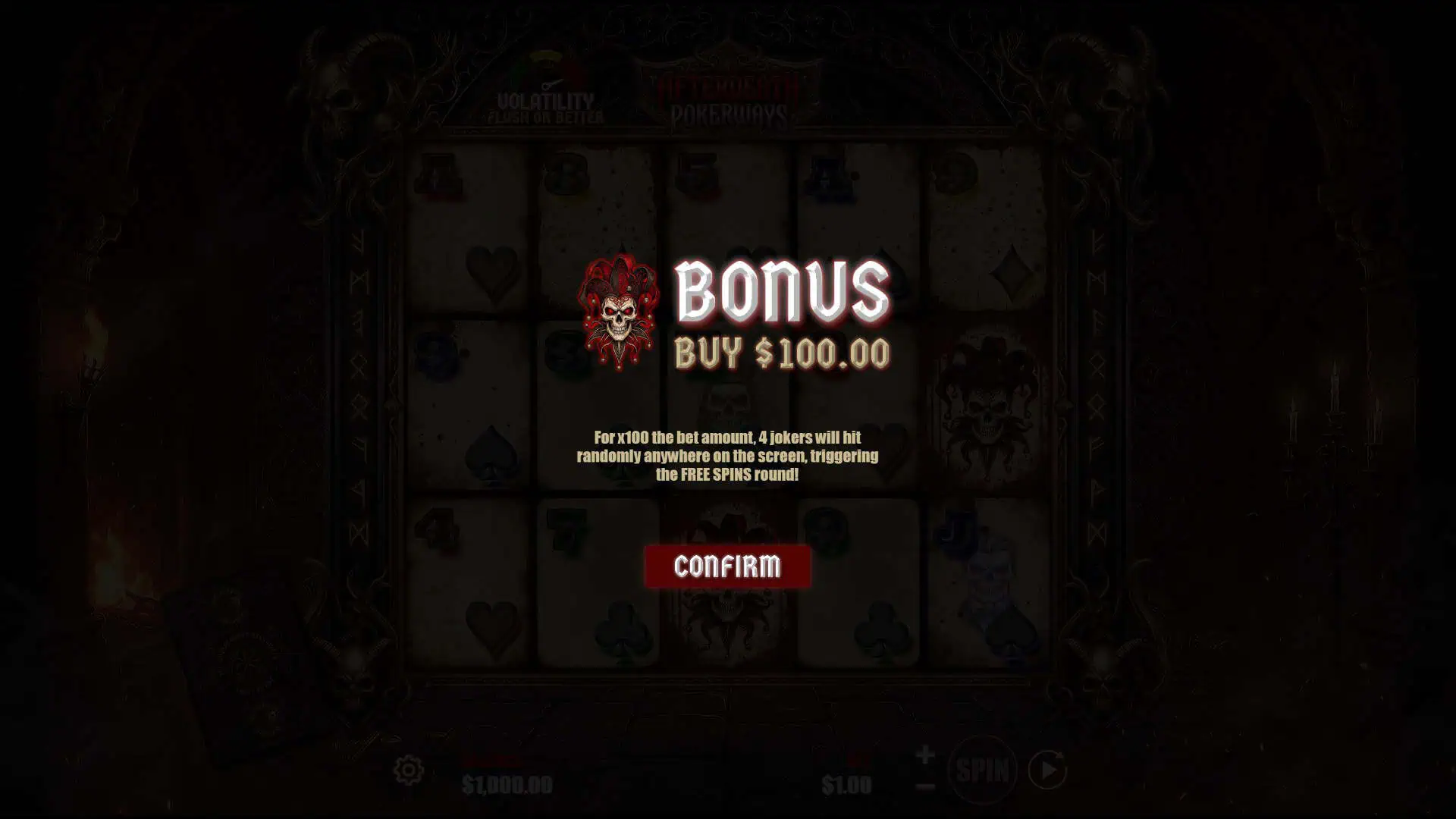 Afterdeath Pokerways bonus buy menu