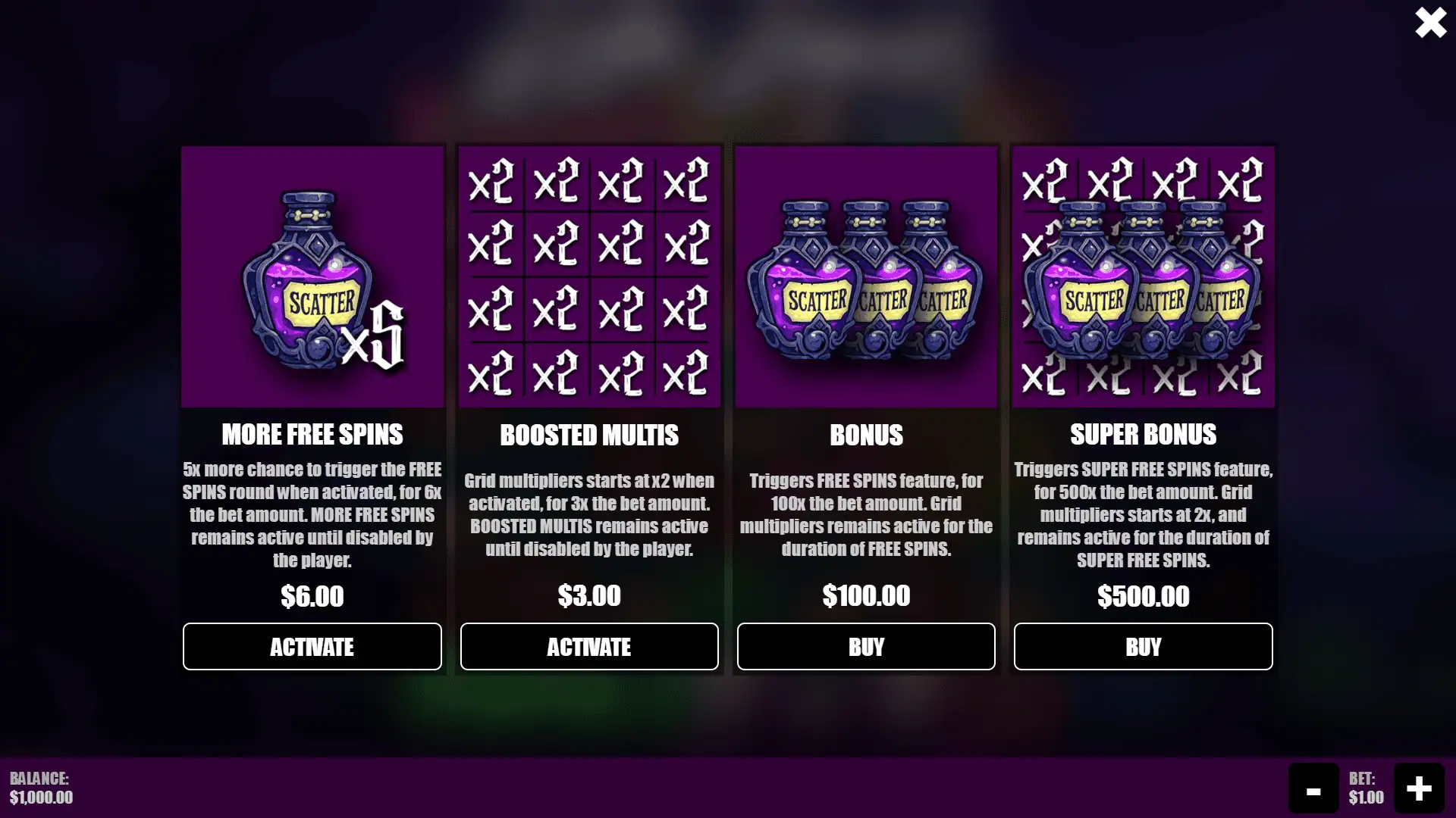 Goth Ladies bonus buy menu