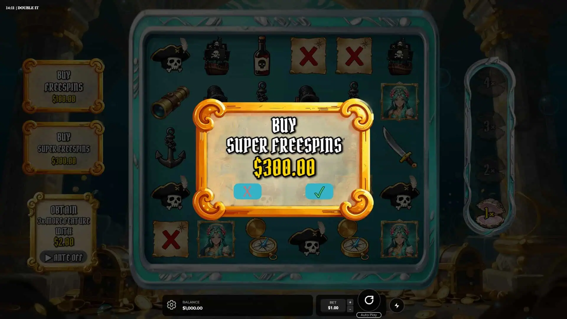 Double It bonus buy menu
