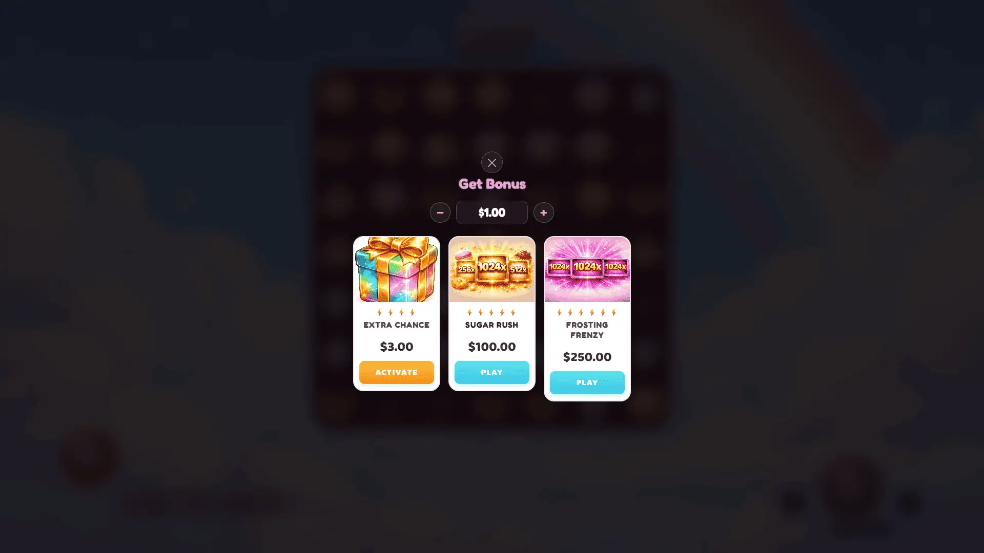 Sweet Bakery Cluster Pays bonus buy menu