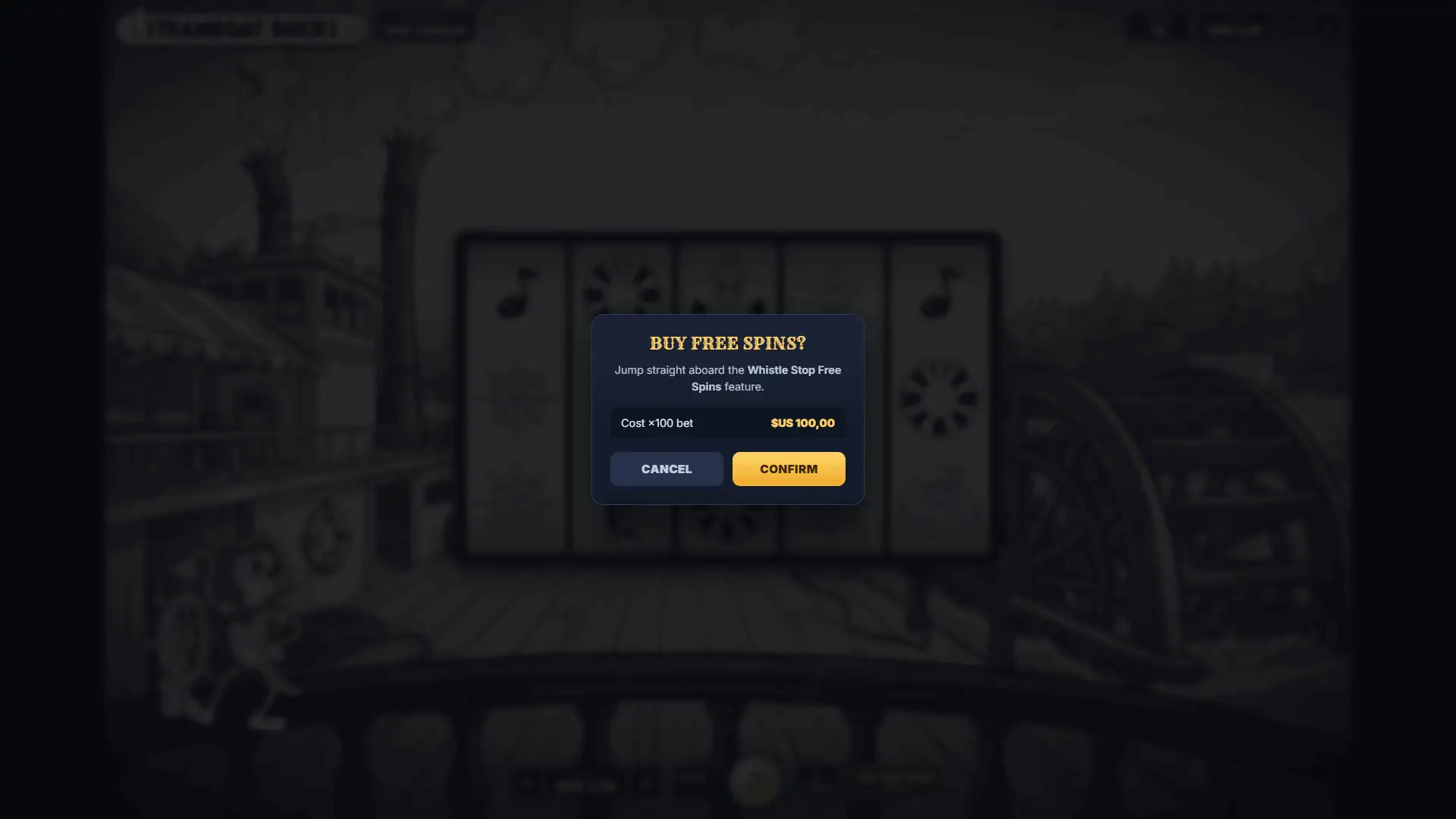 Steamboat Buck$ bonus buy menu