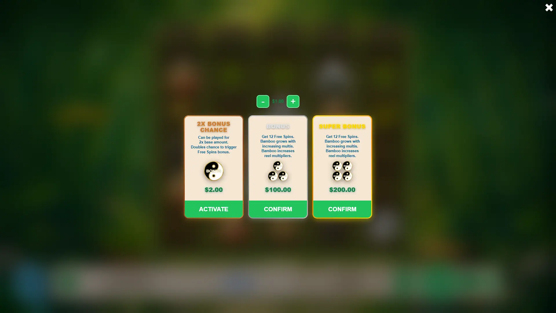 Bamboo Ascension bonus buy menu