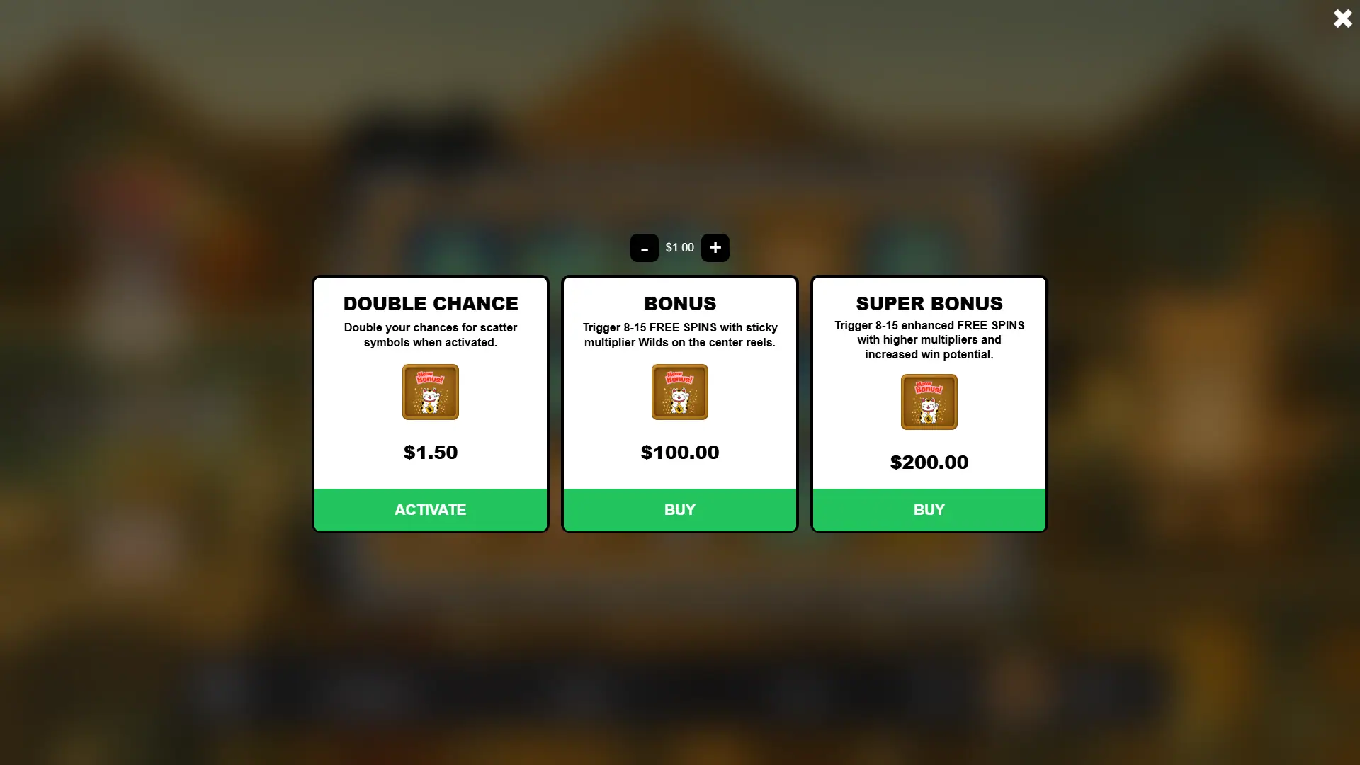 Cat Mansion bonus buy menu