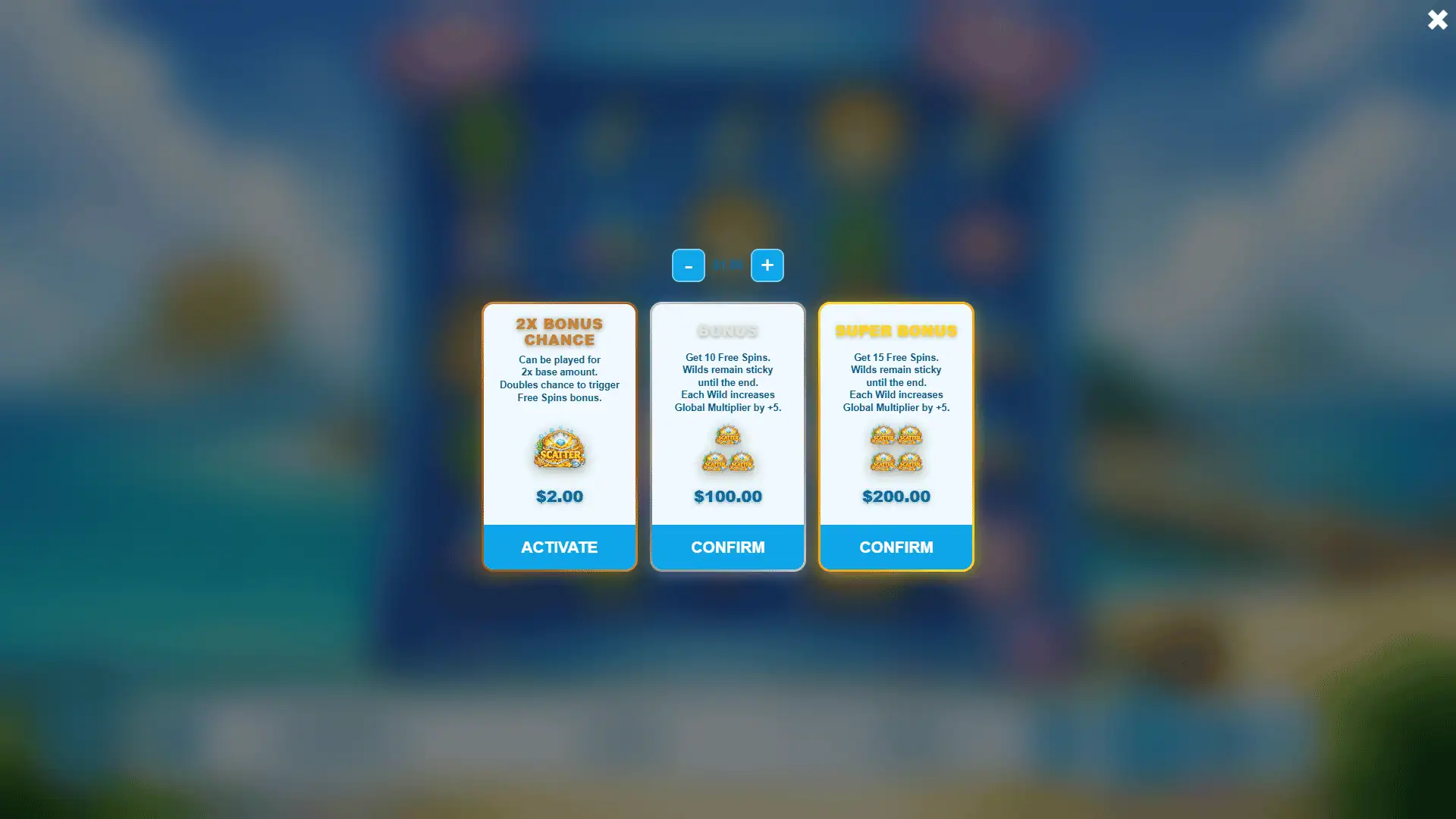 Shiny Seas bonus buy menu