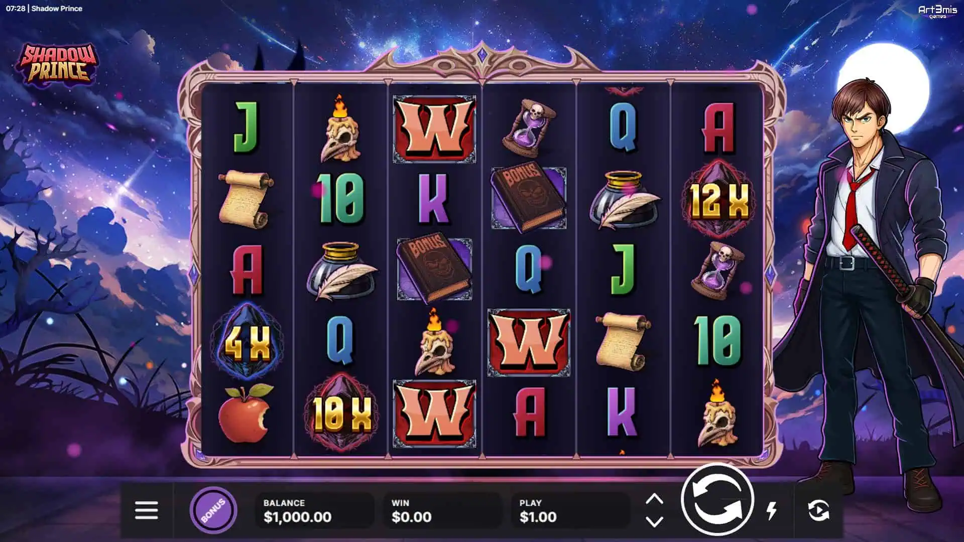 Shadow Prince slot gameplay reels