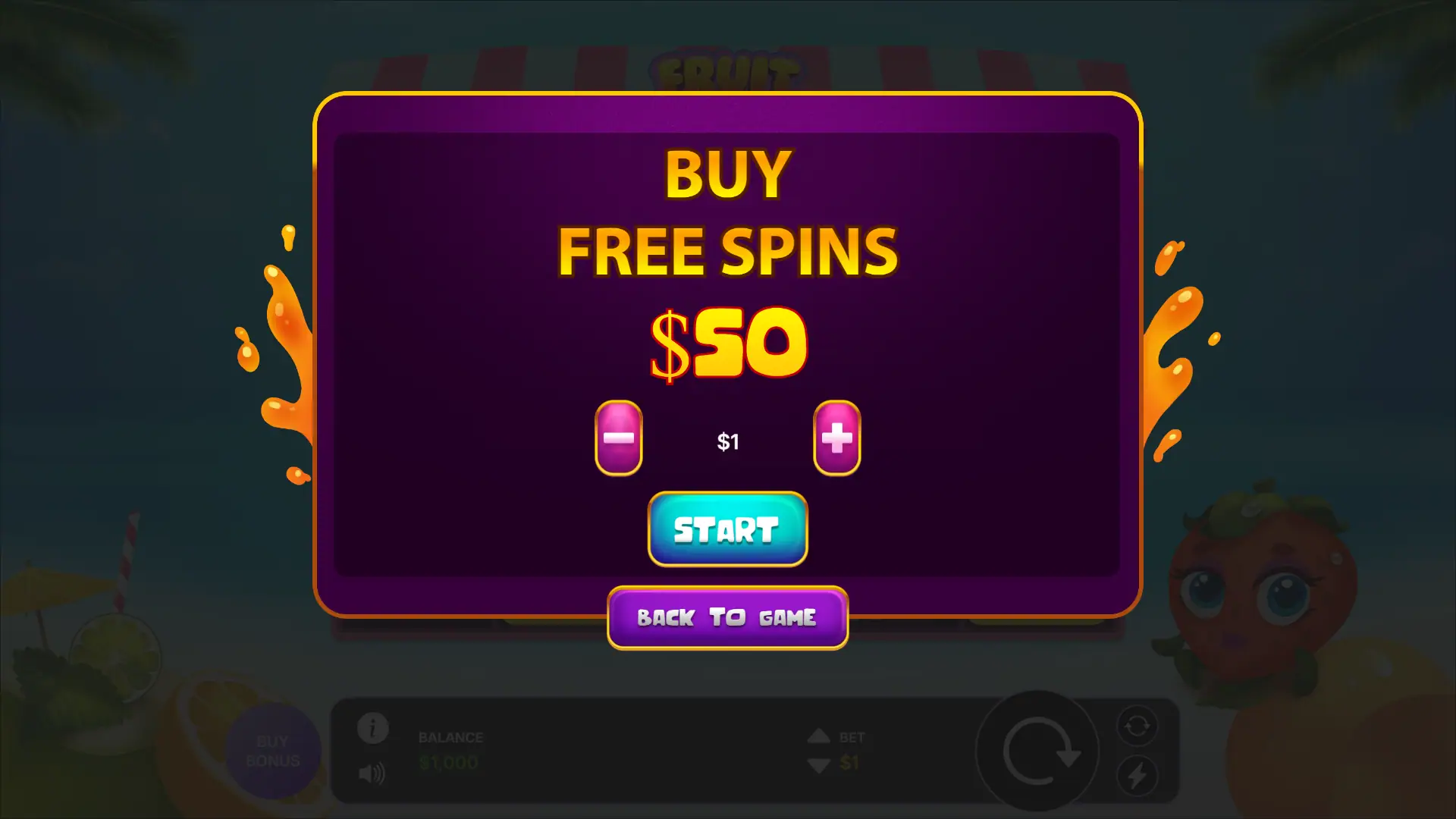 Fruit Cocktail bonus buy menu