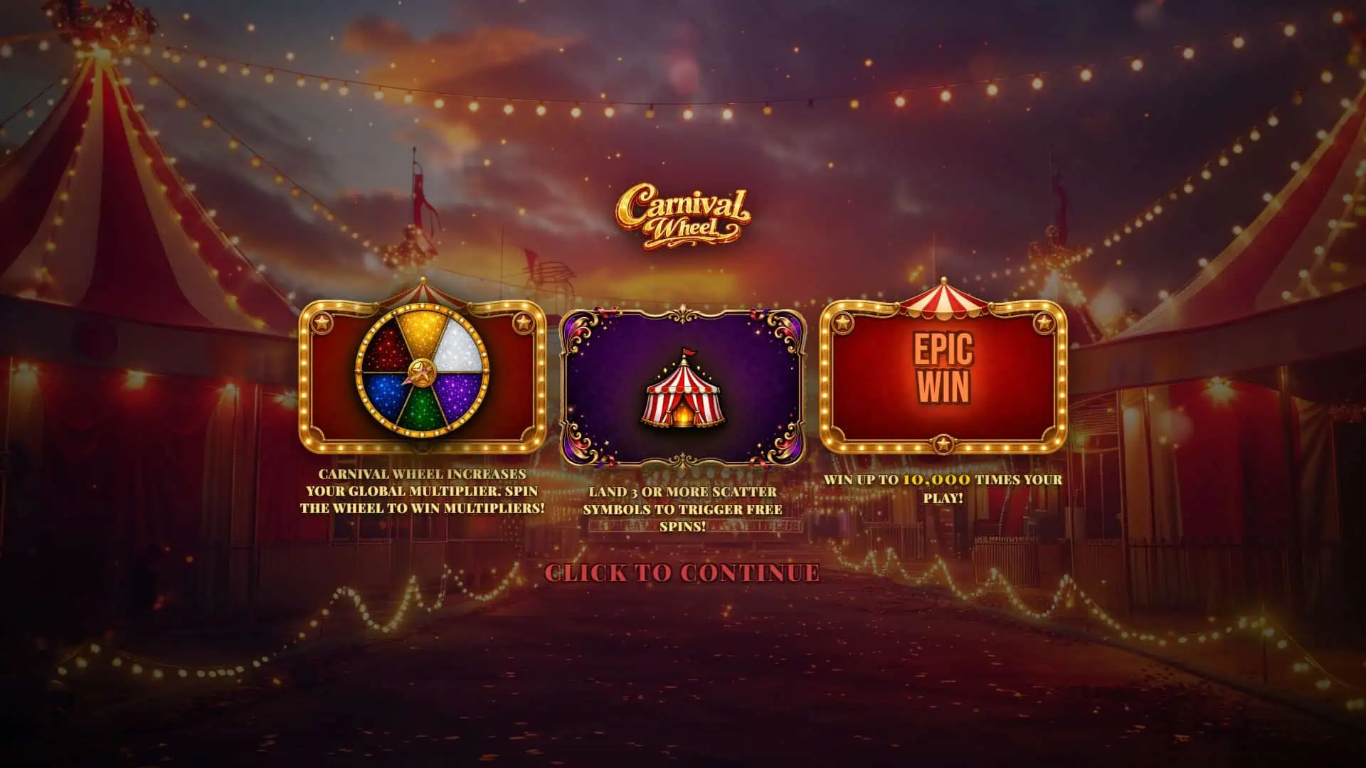 Carnival Wheel slot intro screen