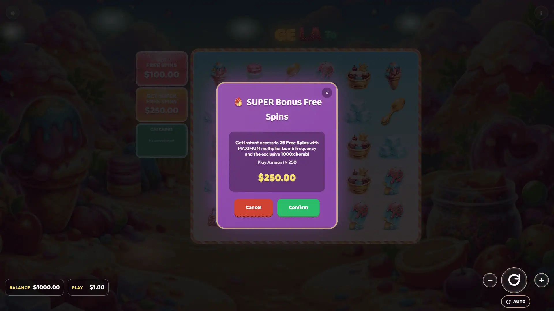 Gelato bonus buy menu