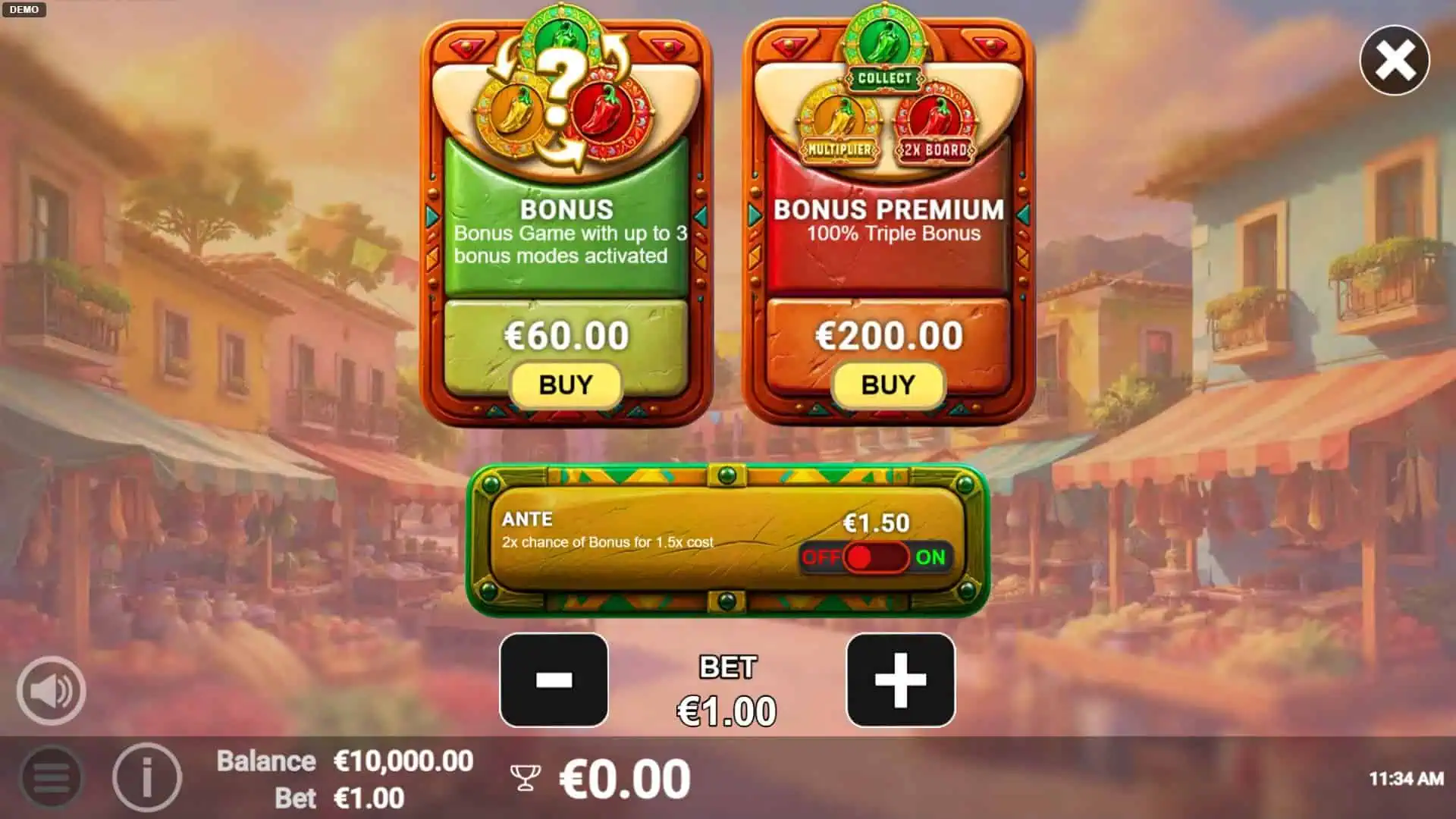 3 Chili Charms bonus buy menu