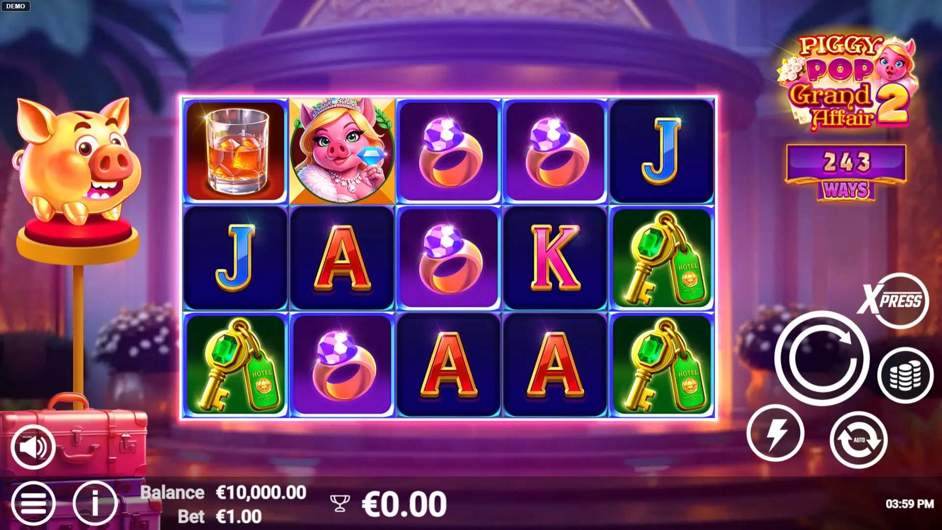 PiggyPop Grand Affair 2 slot gameplay reels