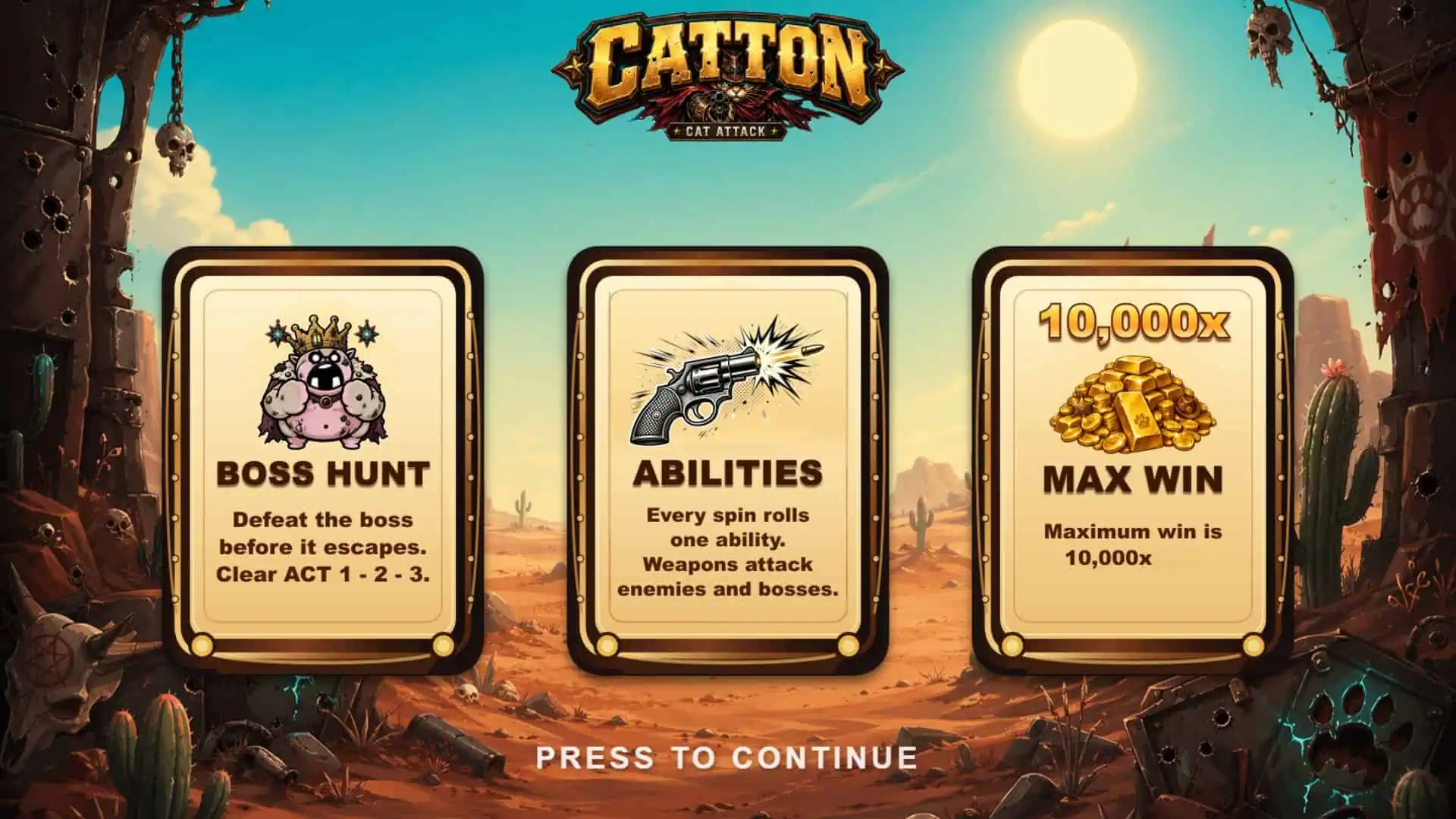 Catton slot intro screen