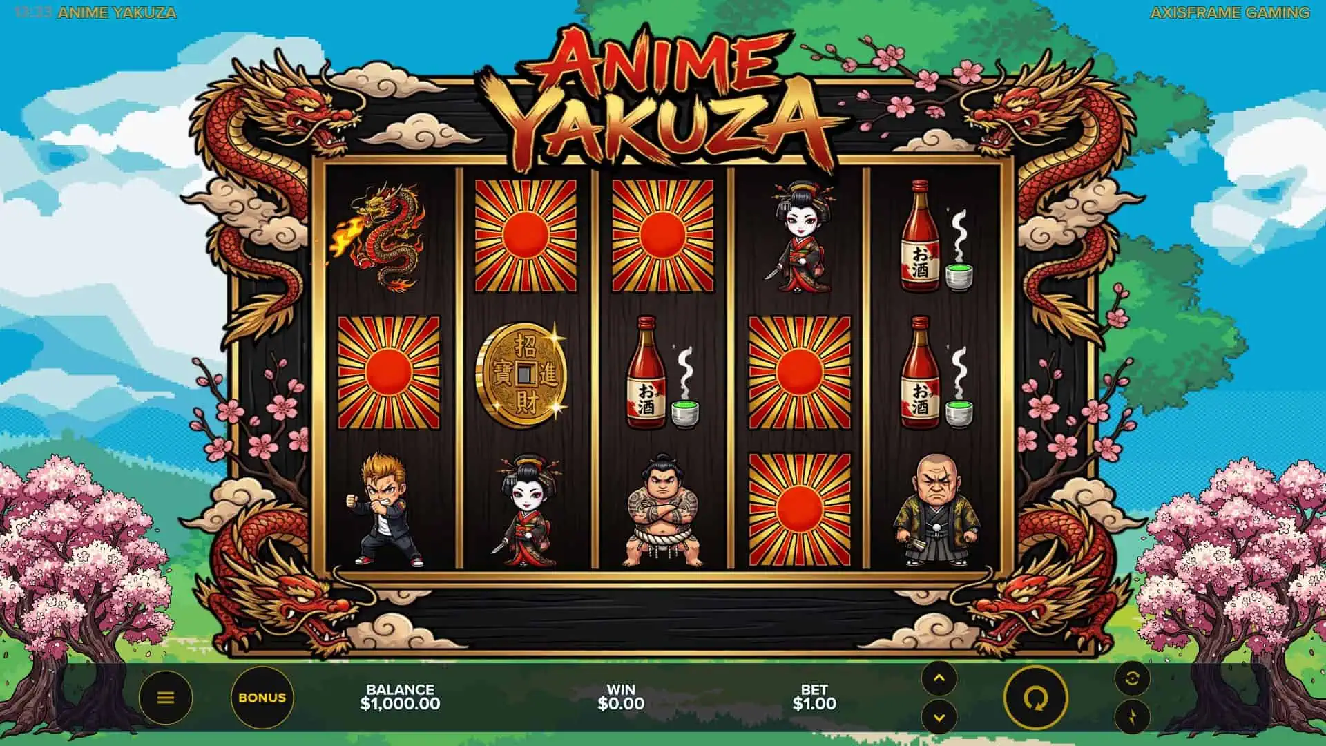 Anime Yakuza slot gameplay reels