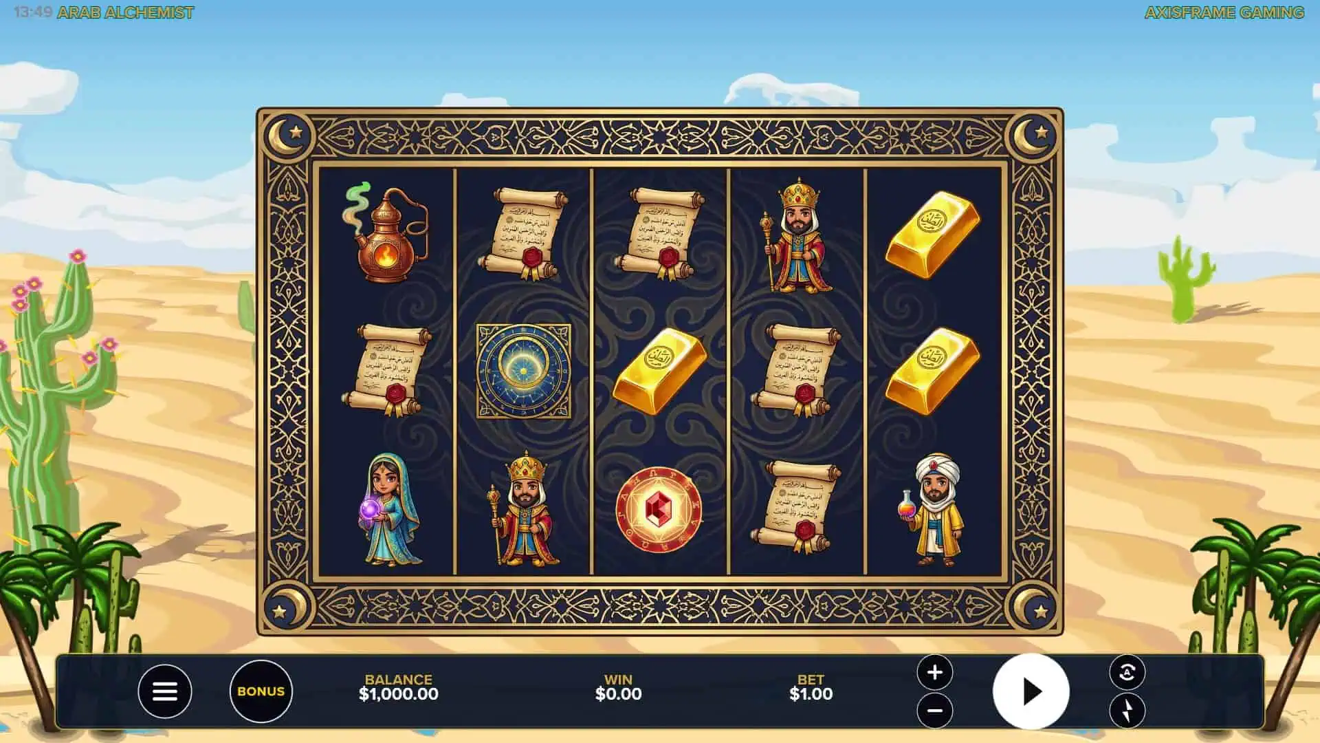 Arab Alchemist slot gameplay reels