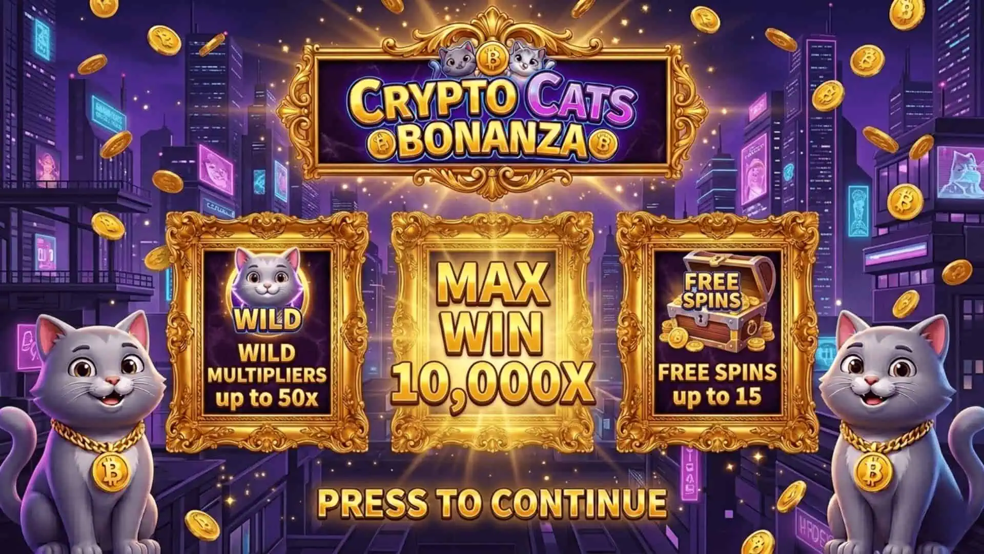 Crypto Cats Bonanza slot intro screen