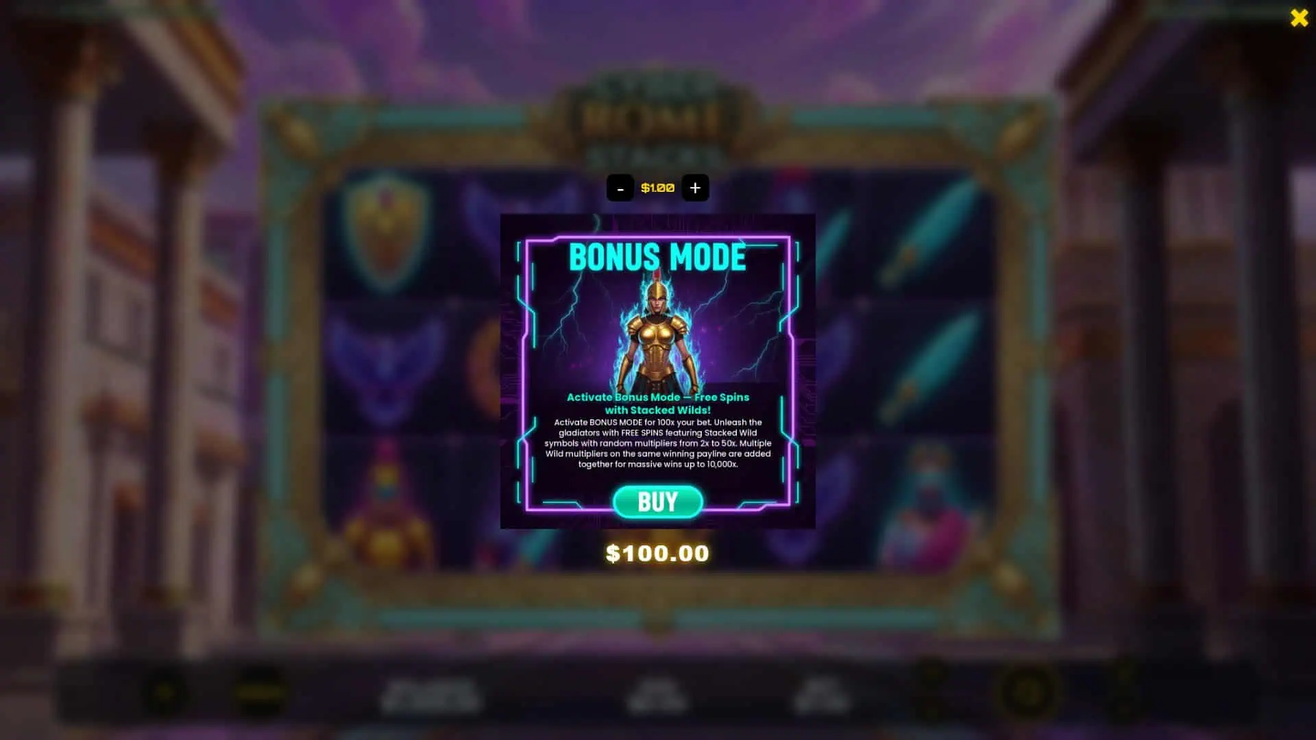 Cyber Rome Stacks bonus buy menu