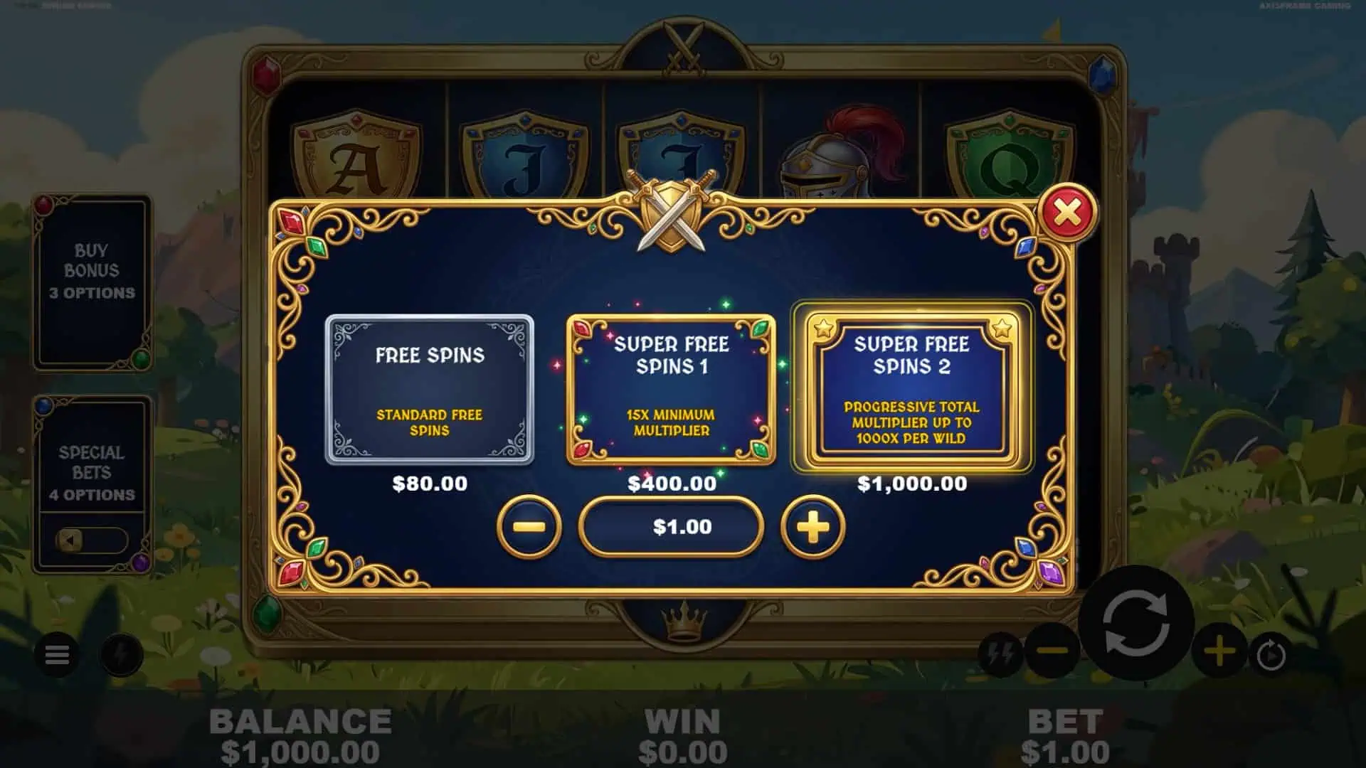 Sword Empire bonus buy menu