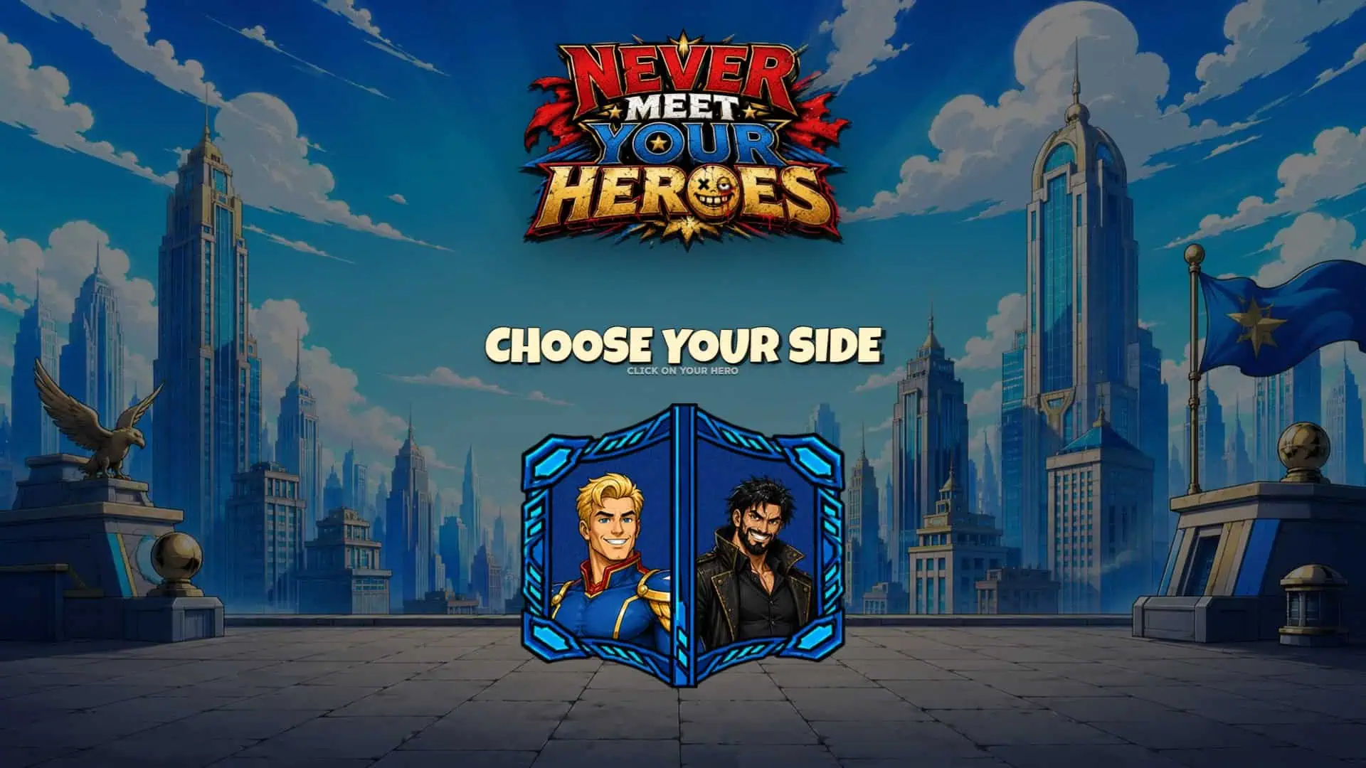 Never meet your heroes slot intro screen